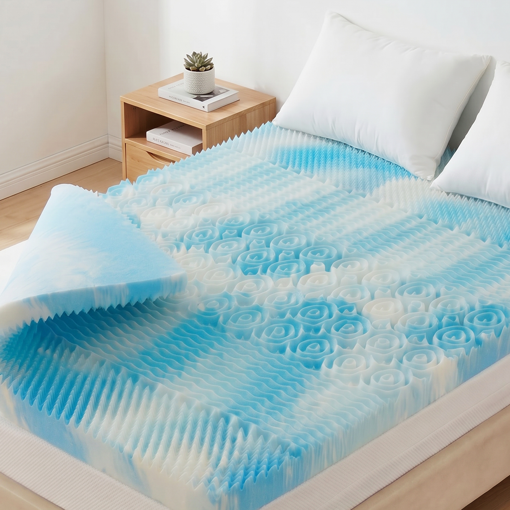 EDX Mattress Topper, 5-Zone Cooling Gel Memory Foam toppers for Optimal Pressure Dispersion, CertiPUR-US Certified