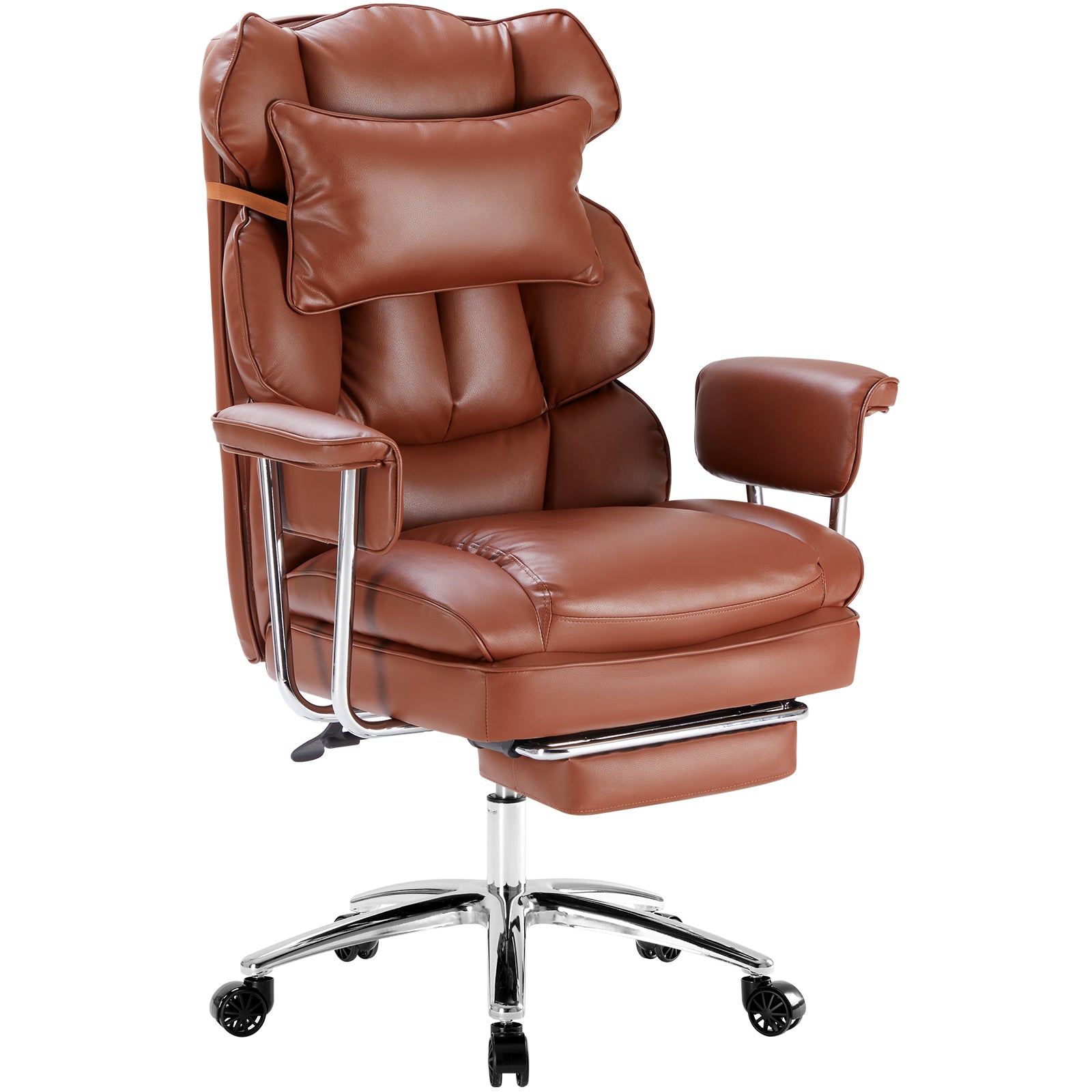 Executive Ergonomic Home Office Chair with Footrest & Lumbar Support, Big Tall High Back, PU Leather, Adjustable & Swivel
