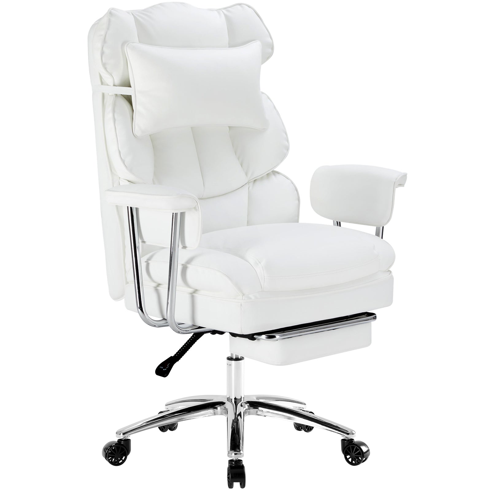Executive Ergonomic Home Office Chair with Footrest & Lumbar Support, Big Tall High Back, PU Leather, Adjustable & Swivel