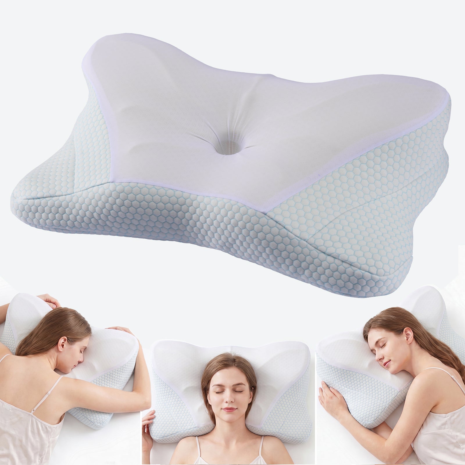 EDX Cervical Contour Memory Foam Pillow, Memory Foam Neck Pillow for Sleeping, Cooling Pillow for Side Back Stomach Sleepers