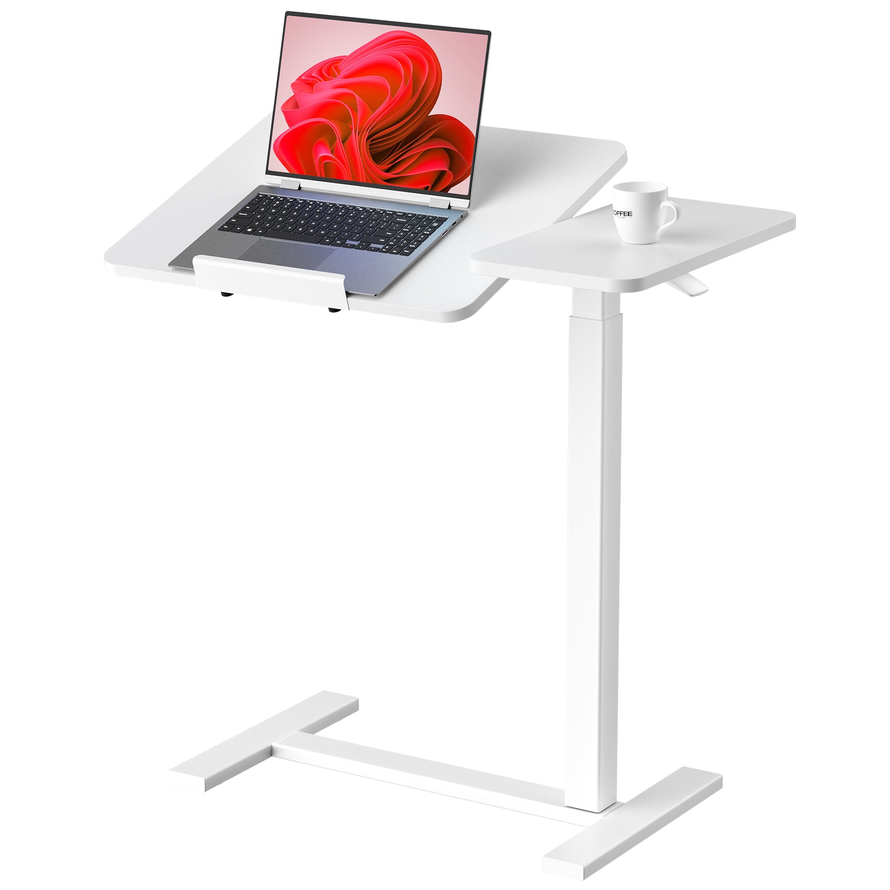 Overbed Bedside Desk, Rolling Laptop Stand Tray Overbed Table with Wheels and Height Adjustable for Laptop Bed Sofa