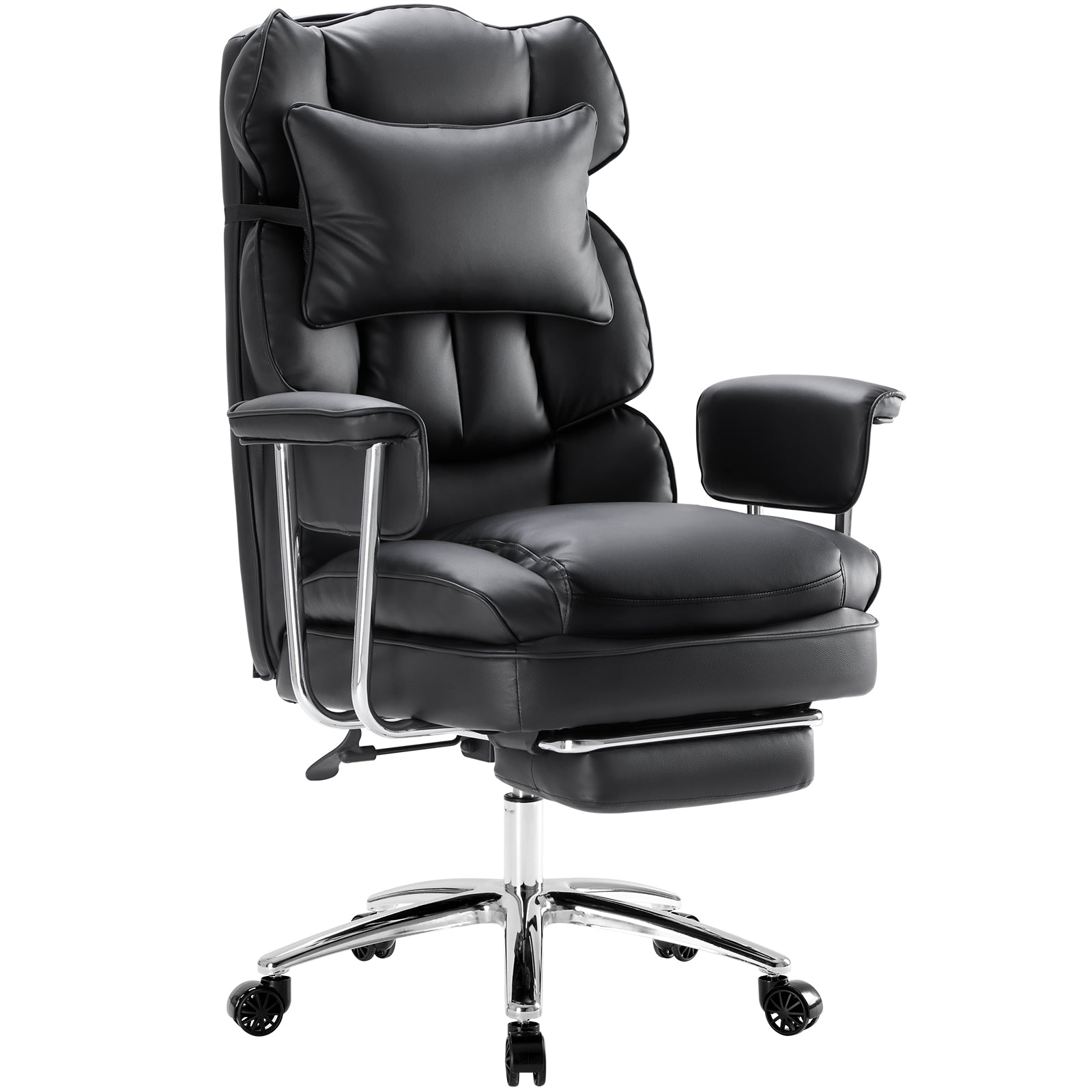 Executive Ergonomic Home Office Chair with Footrest & Lumbar Support, Big Tall High Back, PU Leather, Adjustable & Swivel