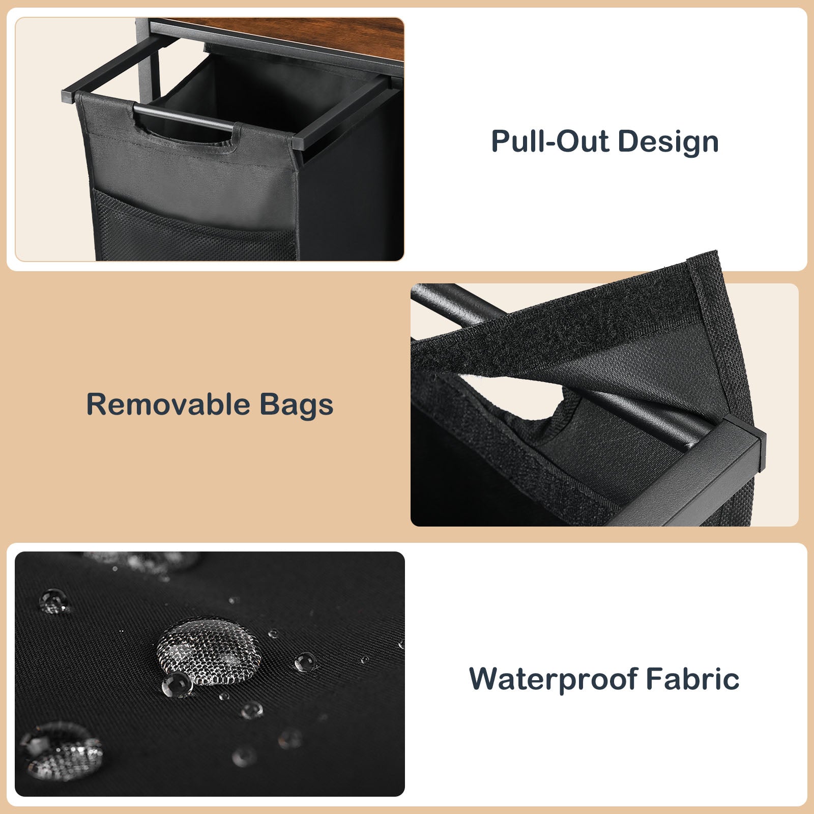 Laundry Hamper with 2 Pull-Out Removable Laundry Bags Clothes Sorter with Shelf and Wheels(Adjustable feet), 2 x 11.2 Gallons (42.5 Liters) for Laundry Rooms, Bathrooms and Dorms