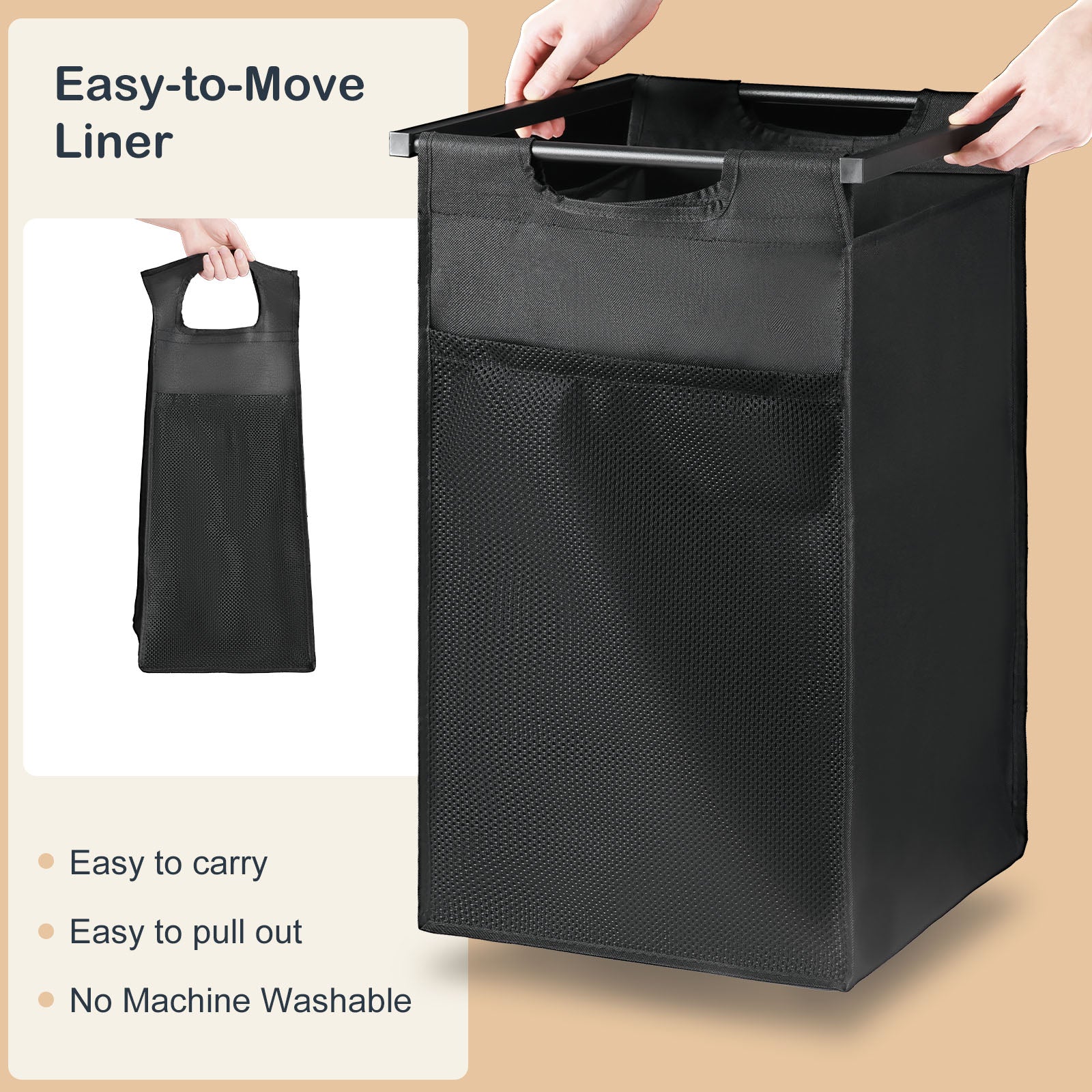 Ironwood Dirty Clothes Basket, Clothes Hampers and Removable Laundry Bags, Dorm Room, Laundry Room, Antique Wood Color