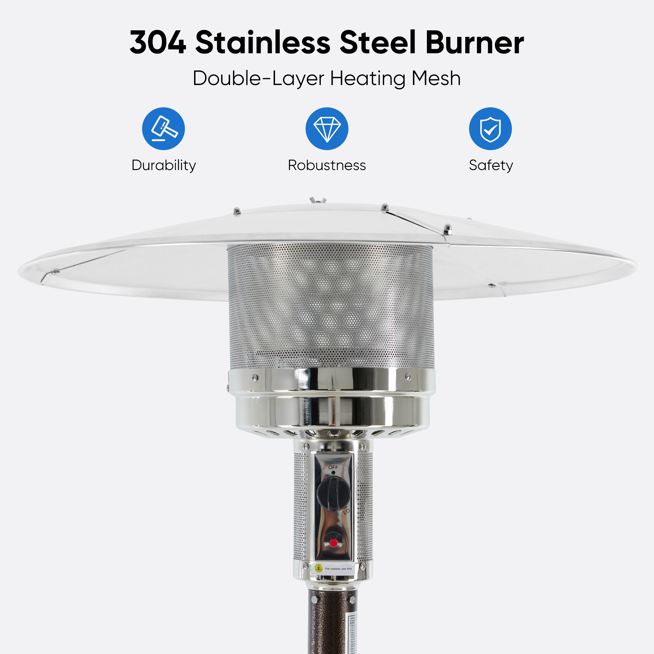 EDX 48,000 BTU Propane Patio Heater, Comes with Double Heating Grid and weight-adjustable water tank,Stable Base for Home, Outdoor, Brown