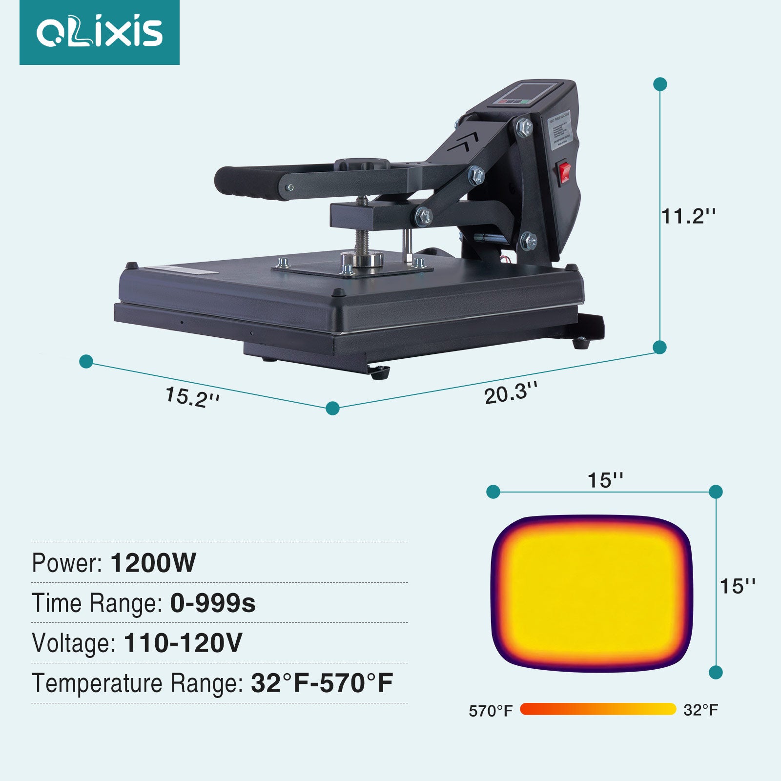 edx Heat Transfer Press, 1200W Power, 15x15-inch T-shirt Heat Transfer Equipment, Featuring LCD Display and Memory Mode