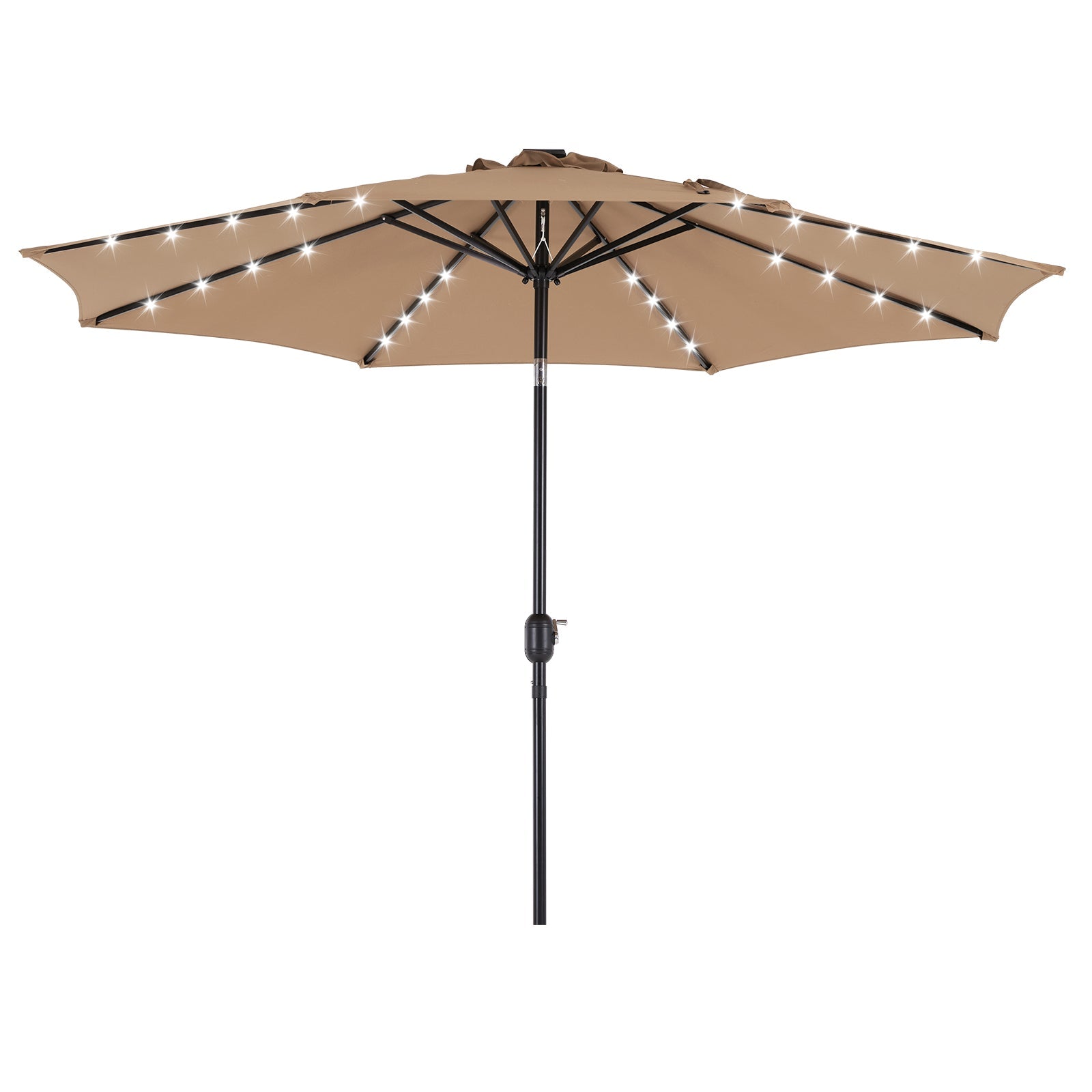 edx 10ft Solar 32 LED Lights Patio Umbrella with Tilt Adjustment and UV-Resistant Polyester Fabric???Market Umbrella for Outdoor