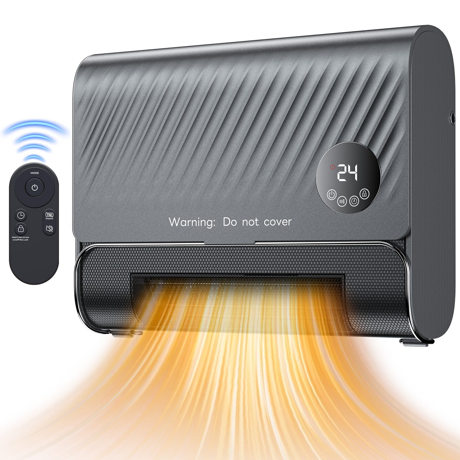 edx Wall Heater, 1500W Indoor Space Heater, Includes Adjustable Thermostat, 3 Heating Modes, 12-Hour Timer