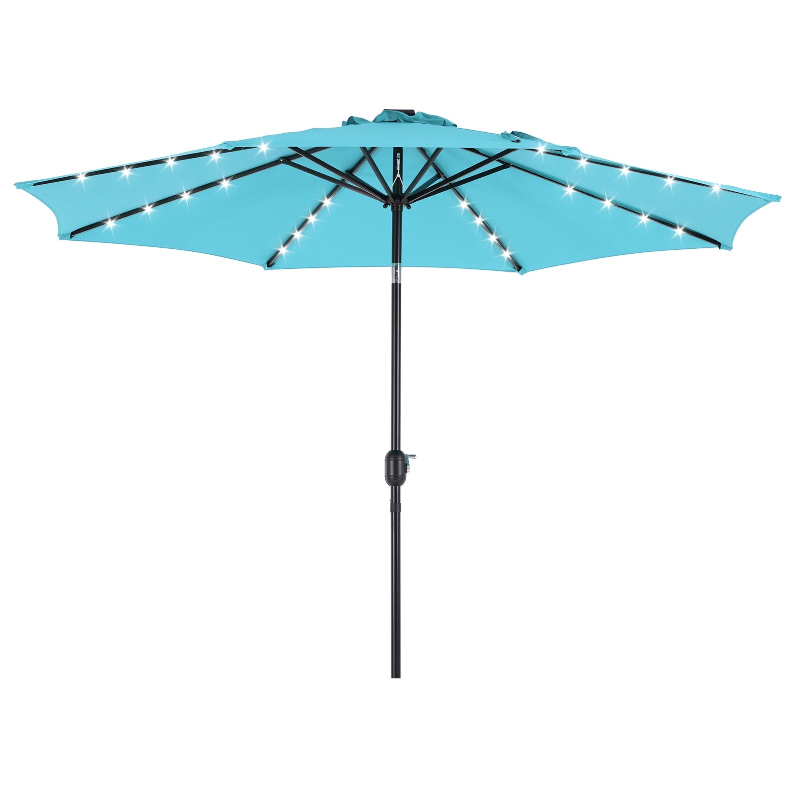 edx 10ft Solar 32 LED Lights Patio Umbrella with Tilt Adjustment and UV-Resistant Polyester Fabric???Market Umbrella for Outdoor
