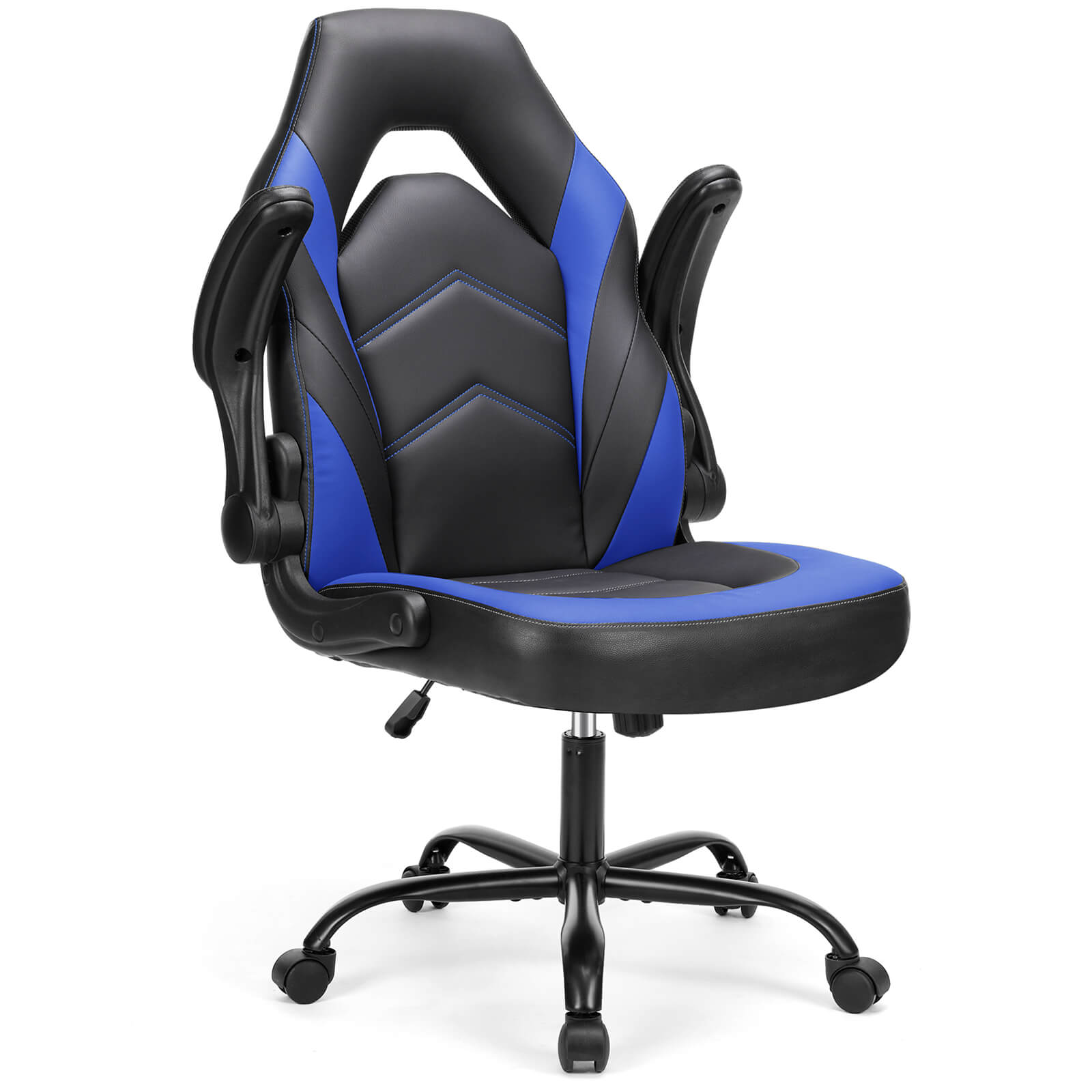 edx Ergonomic Leather Gaming Chair-Office Desk PU Leather Chair -up Armrests, Swivel Task Chair Adjustable Height for Adults Teens Kids
