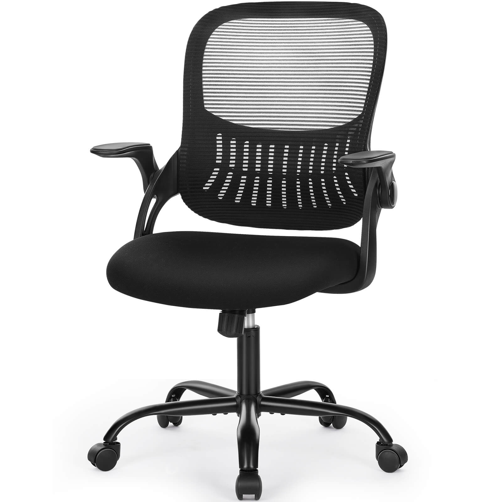 edx Office Computer Desk Chair-Ergonomic Chair with Wheels, Comfortable Lumbar Support, Comfy Flip-up Arms for Home, Office