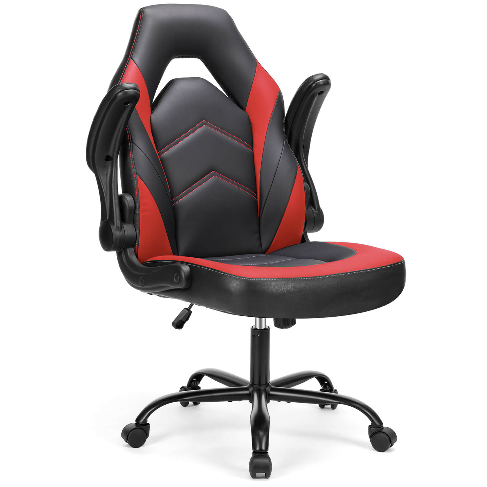 edx Ergonomic Leather Gaming Chair-Office Desk PU Leather Chair -up Armrests, Swivel Task Chair Adjustable Height for Adults Teens Kids