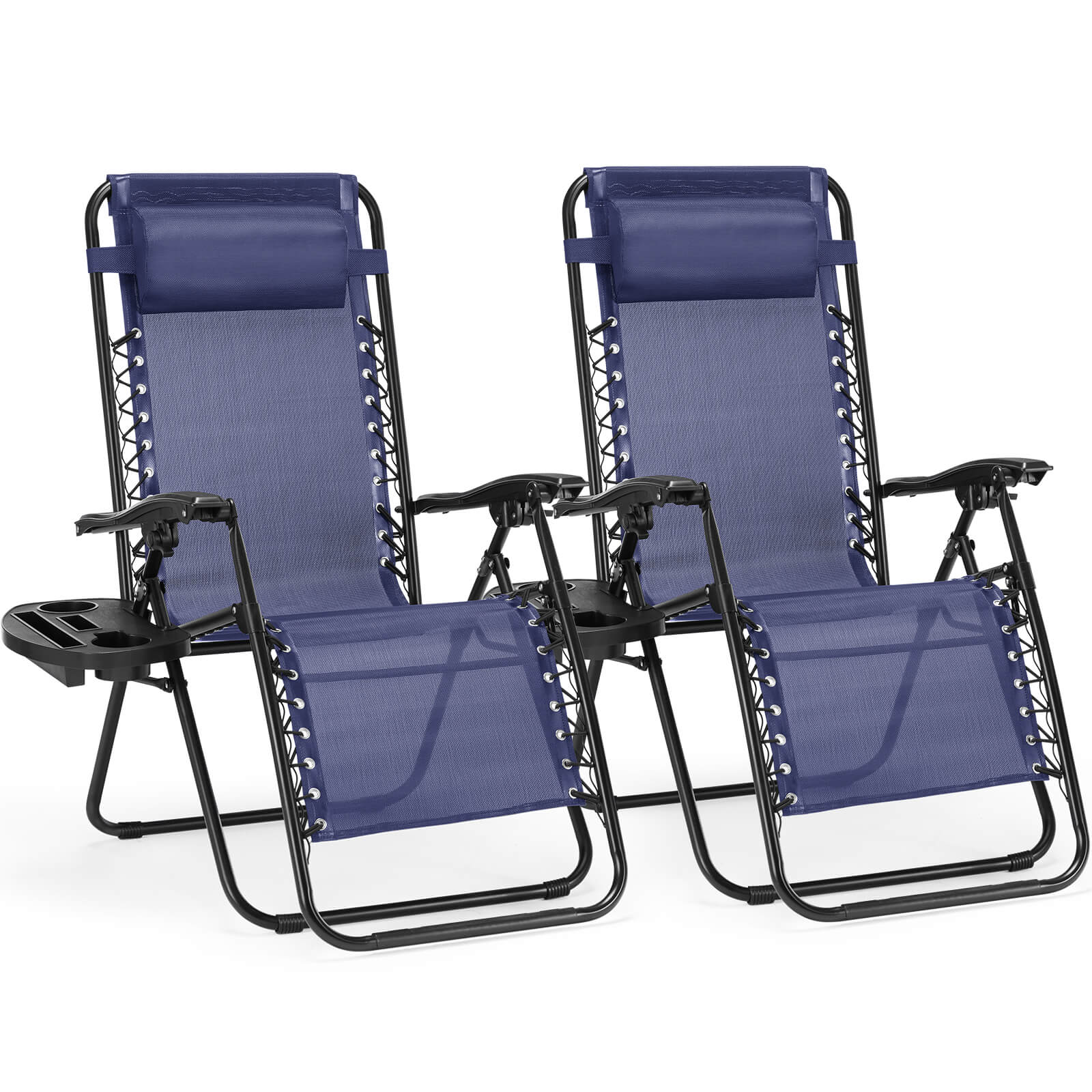 edx Zero Gravity Chairs - Set of 2 portable recliners with adjustable steel mesh for beach, camping, patio and lawn.