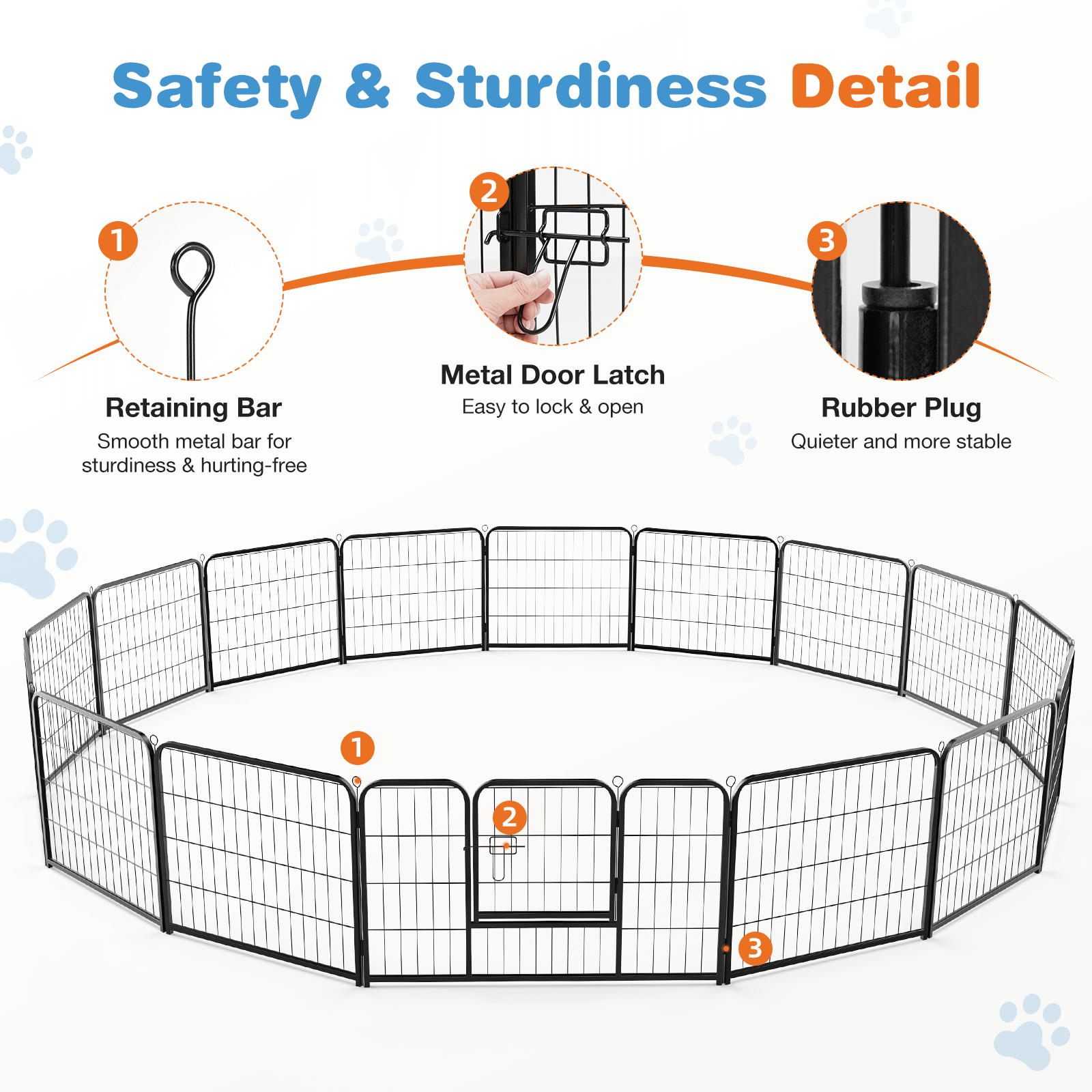 edx Dog Playpen - Collapsible Portable Pet Pen, High Metal Sport Puppy Pen with Gate for Garden, Patio, RV Camping