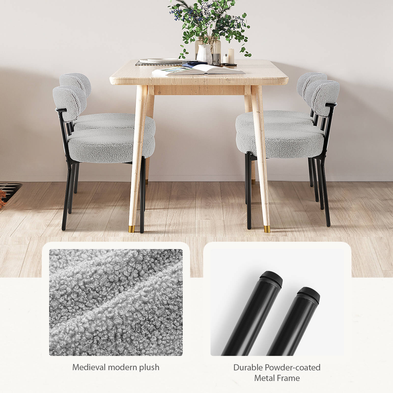 edx Dining Chair Set of 4 Modern Upholstered Fabric Chairs with Metal Legs for Kitchen Living Room Dining Room