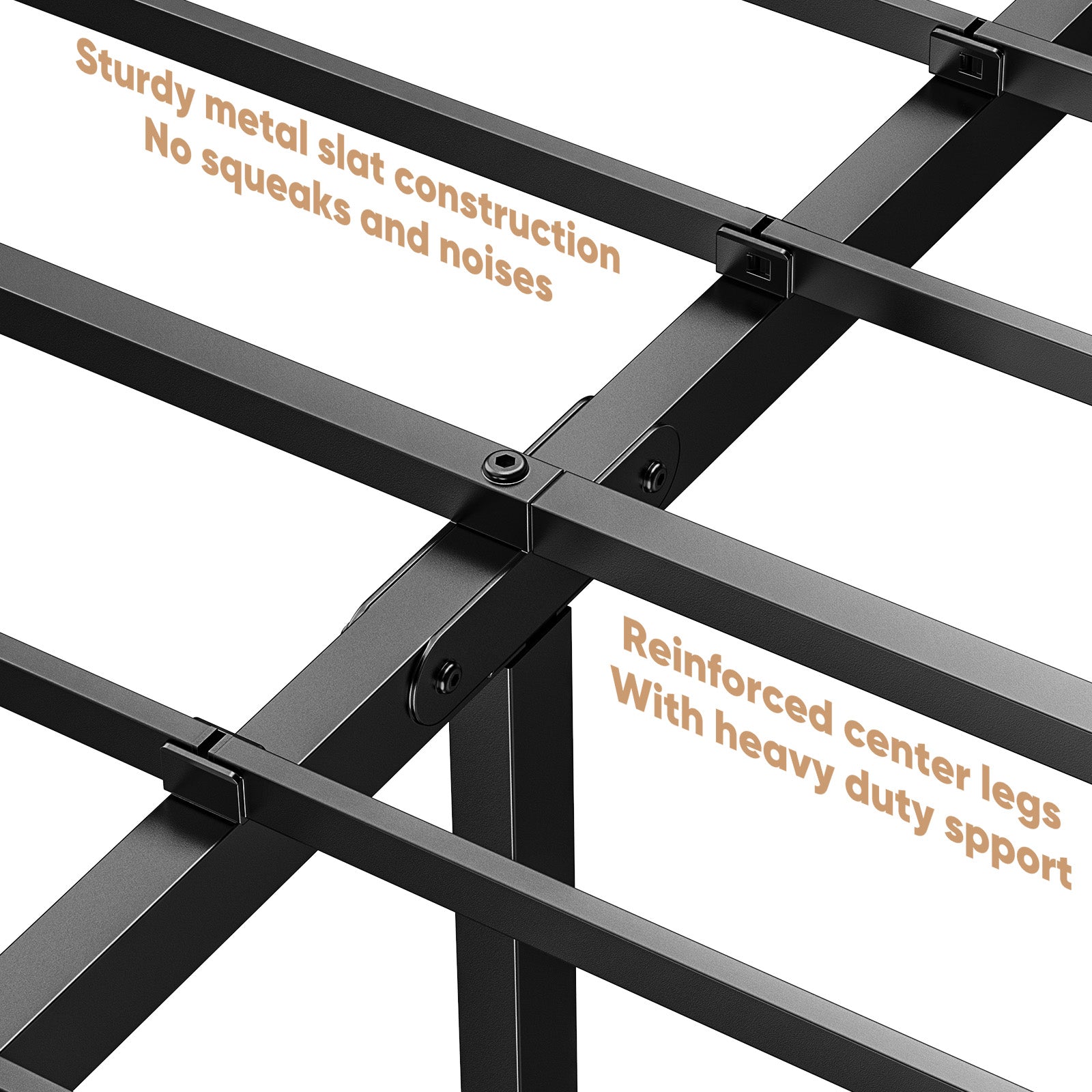 Bed Frame, Heavy Duty Metal Bed Frame with Underbed Storage, No Box Spring Required