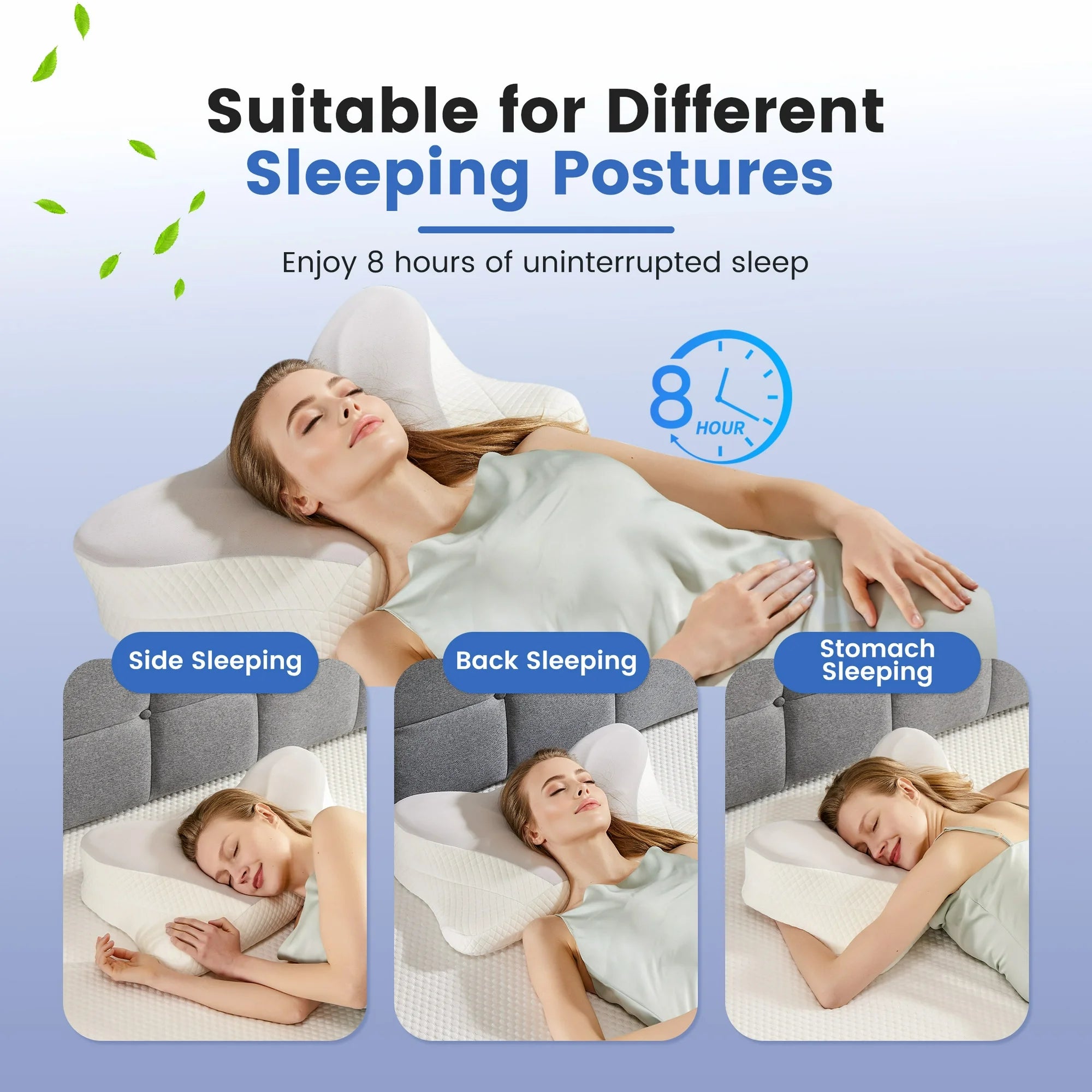 edx Memory Foam Pillows Effective Pain Relief Cervical Pillows, Bed Pillows Contoured Support Pillows Side Back Stomach Sleepers, 2 Pack