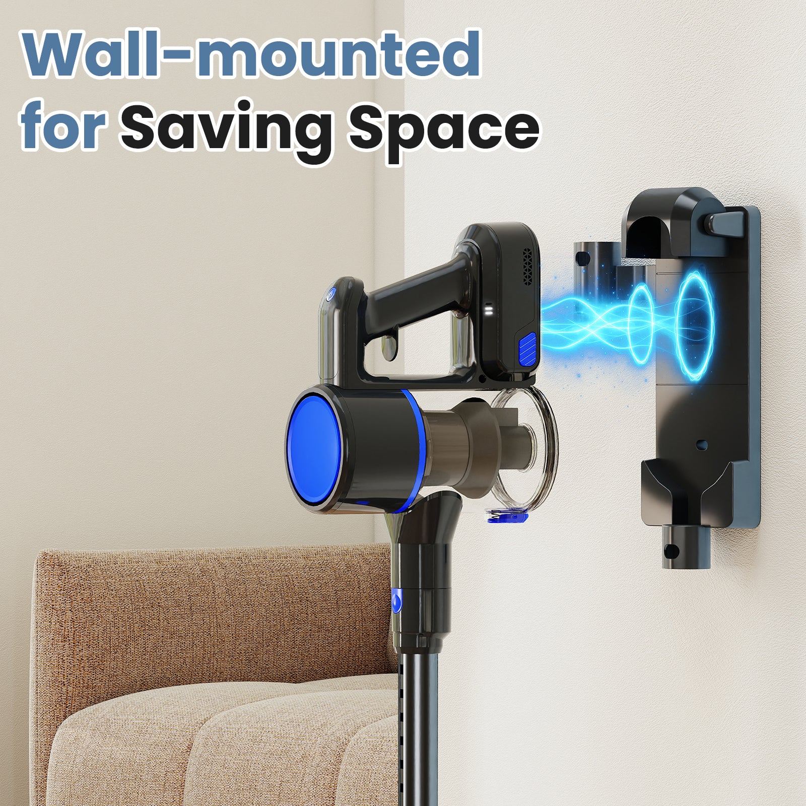 edx Cordless Vacuum Cleaner, Self-Standing Design with LED Light, Home Stick Vacuum, Lightweight Body with Powerful Suction, Suitable for Carpets, Pet Hair, Hardwood Floors