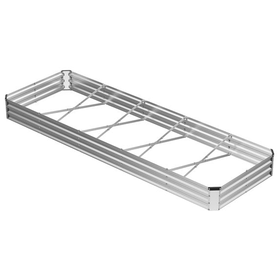 EDX Galvanized Raised Garden Bed, Outdoor Metal Planter Box Kit for Vegetables, Flowers and Herbs, Silver