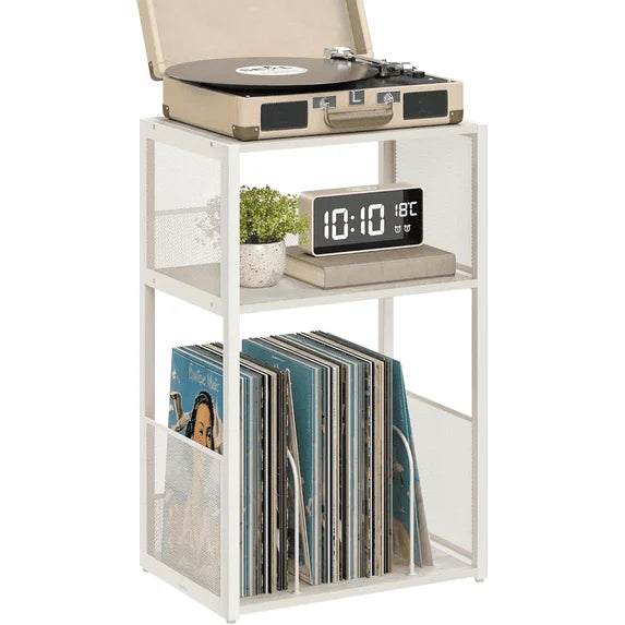 ZUNMOS 3-Tier Metal Mesh CD Rack | Industrial Media Storage Shelf