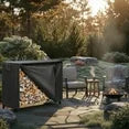 EDX Black Firewood Rack with Waterproof Cover, Steel Log Holder for Indoor and Outdoor Use, Black