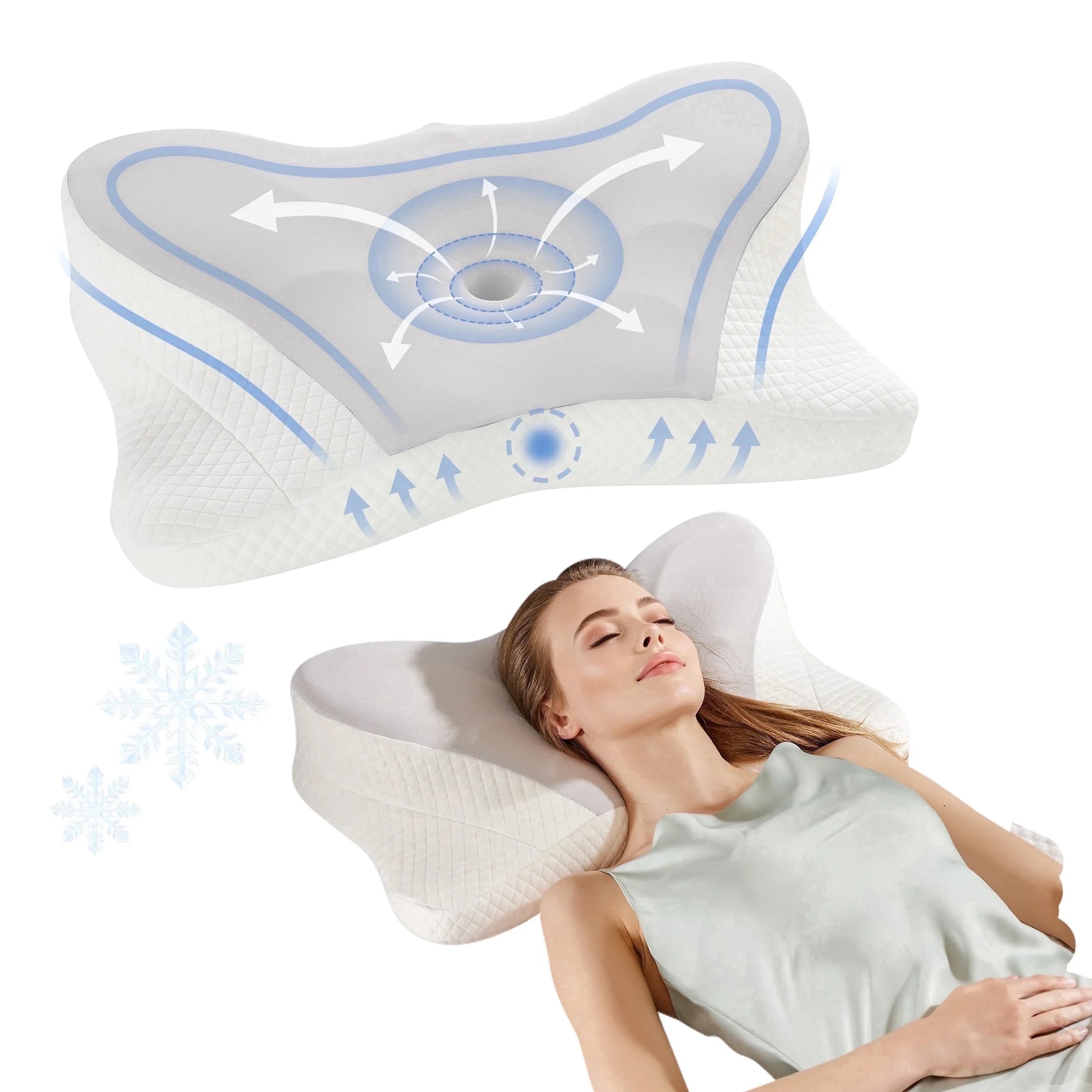edx Bed Pillow Effective Pain Relief Cooling Pillow for Neck Support, Ergonomic Contour Memory Foam Cervical Neck Pillow for Side Back Stomach Sleepers