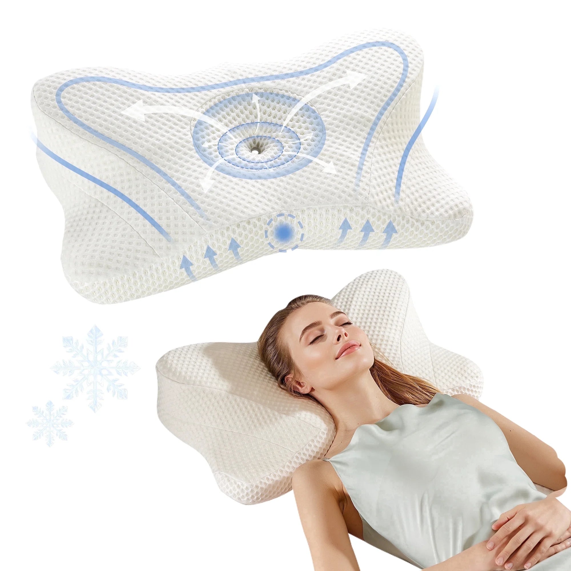 edx Bed Pillow Effective Pain Relief Cooling Pillow for Neck Support, Ergonomic Contour Memory Foam Cervical Neck Pillow for Side Back Stomach Sleepers