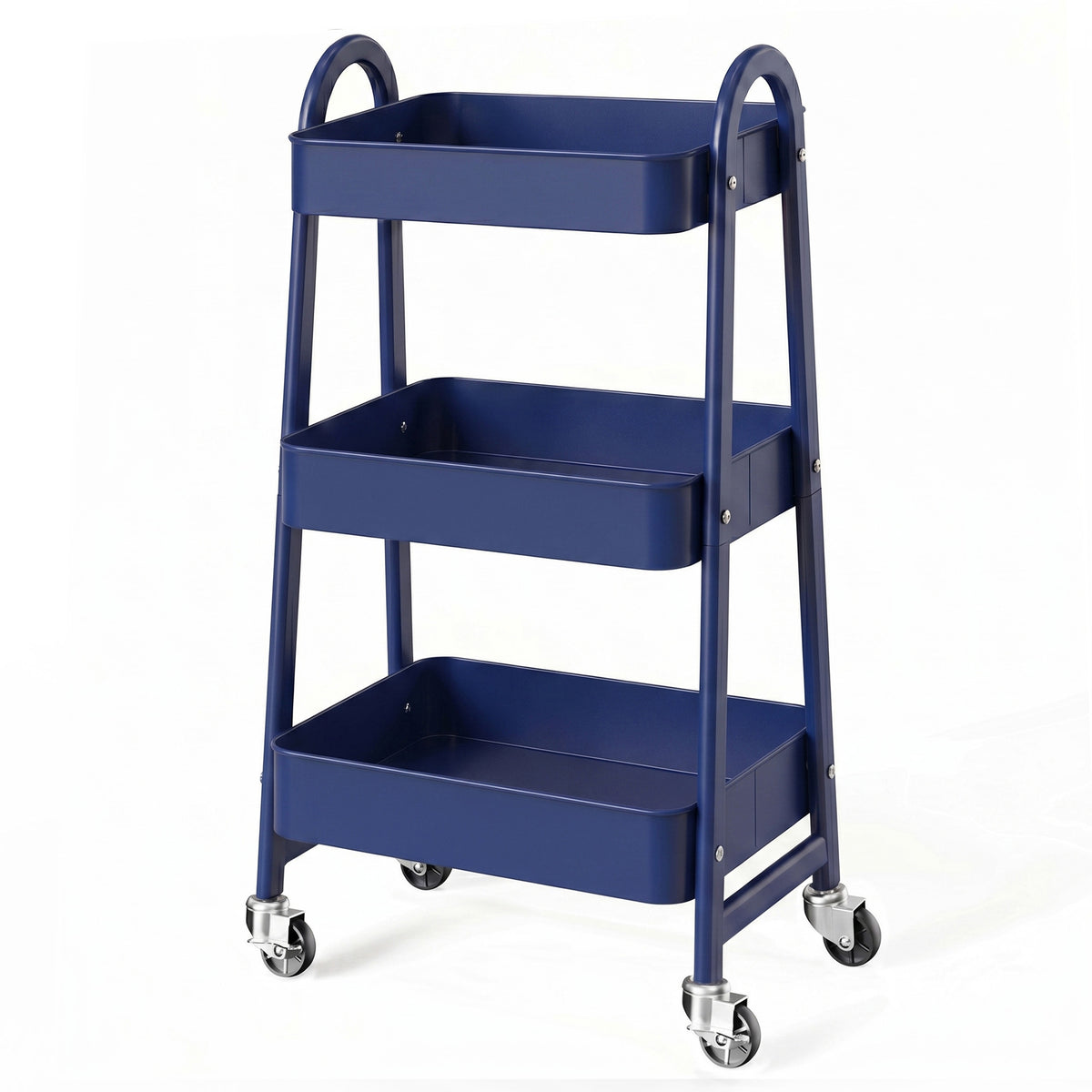 Gianna 3 Tier Rolling Cart, Metal Utility Storage Cart with Lockable Wheels for Livingroom, Bathroom, Kitchen & Narrow Spaces