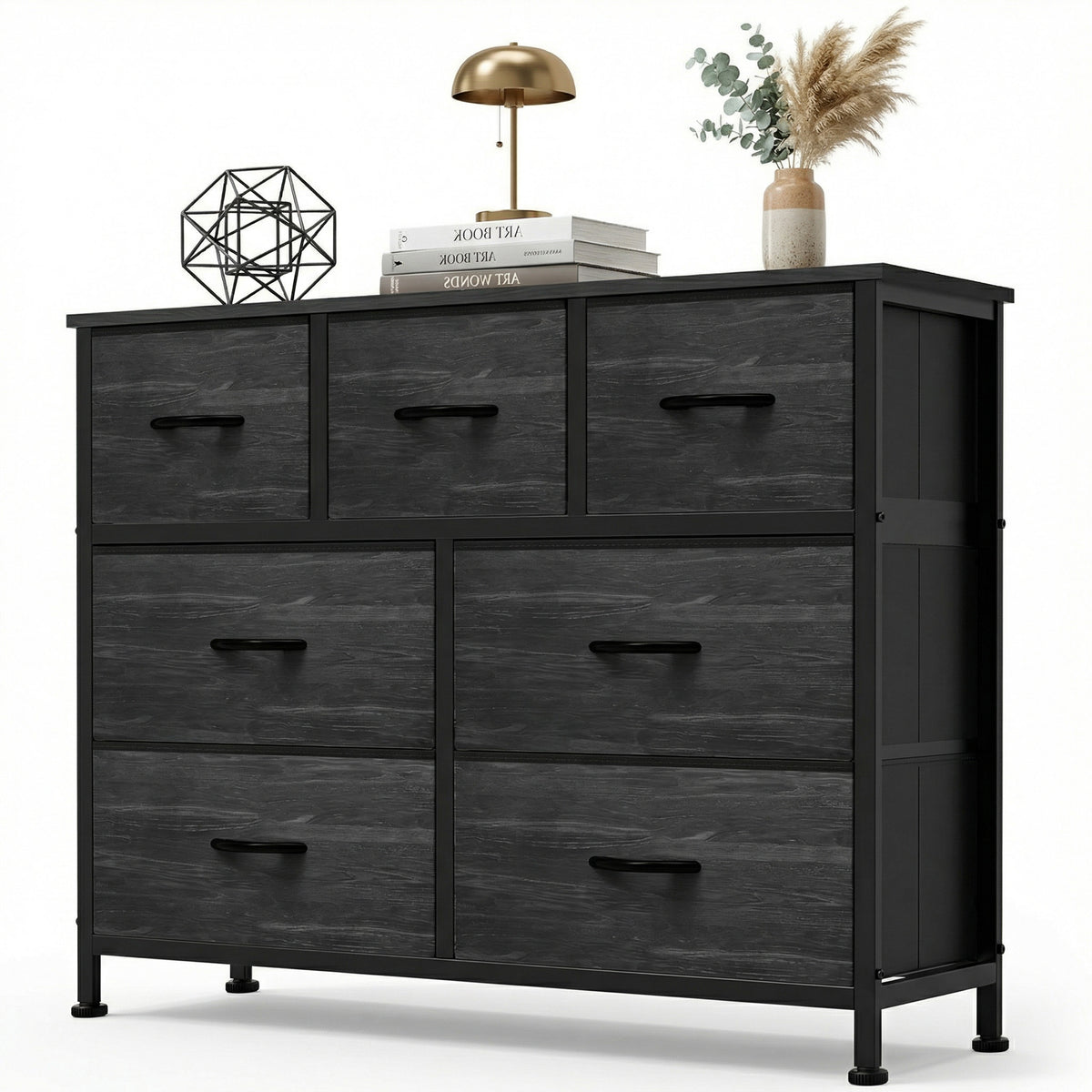 Gianna Fabric Dresser for Bedroom, Storage Organizer, Wide Chest of Drawers for Closet, Clothes, TV Stand, Wood Board