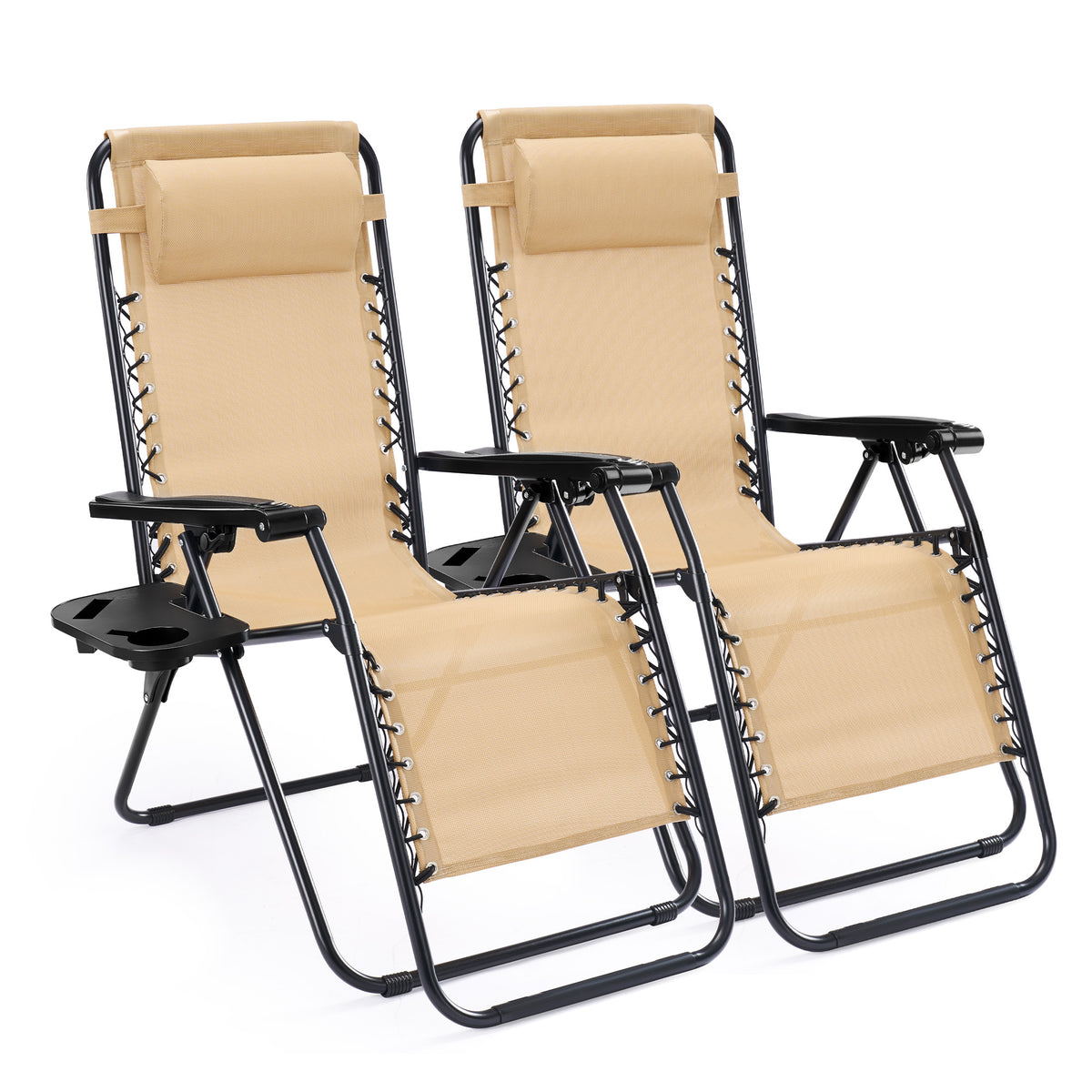 Gianna Zero Gravity Chairs - Set of 2 portable recliners with adjustable steel mesh for beach, camping, patio and lawn.