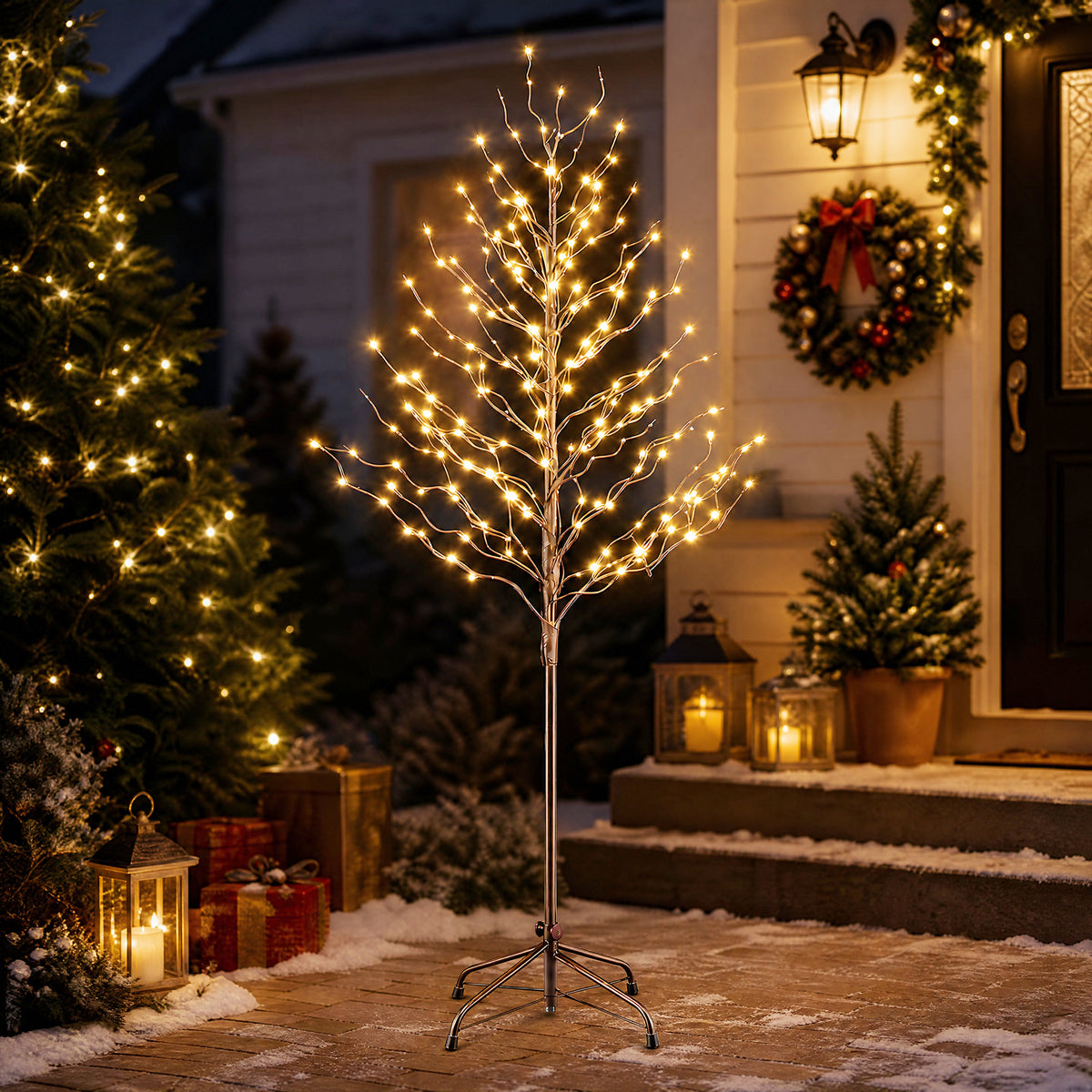 EDX Pre-Lit Birch Trees, Warm White LED Indoor Outdoor Christmas Decoration for Home, Lawn, Yard, Garden and Holiday Decor