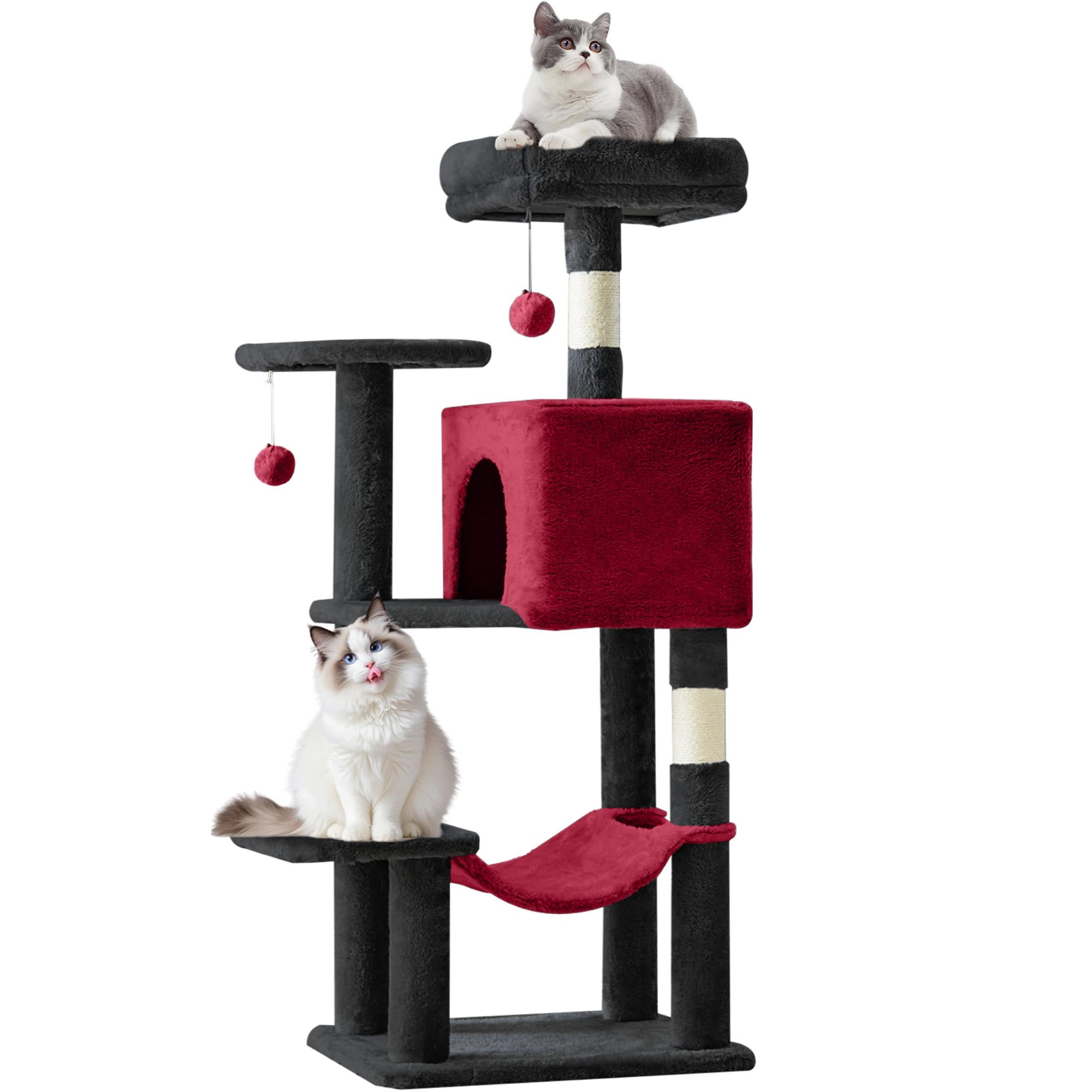 edx Cat Tree Tower for Indoor Cats, Multi-Level Pet Furniture with Sisal Scratching Post, Large Cozy Condo, Climbing Ramp, Kitten Toy