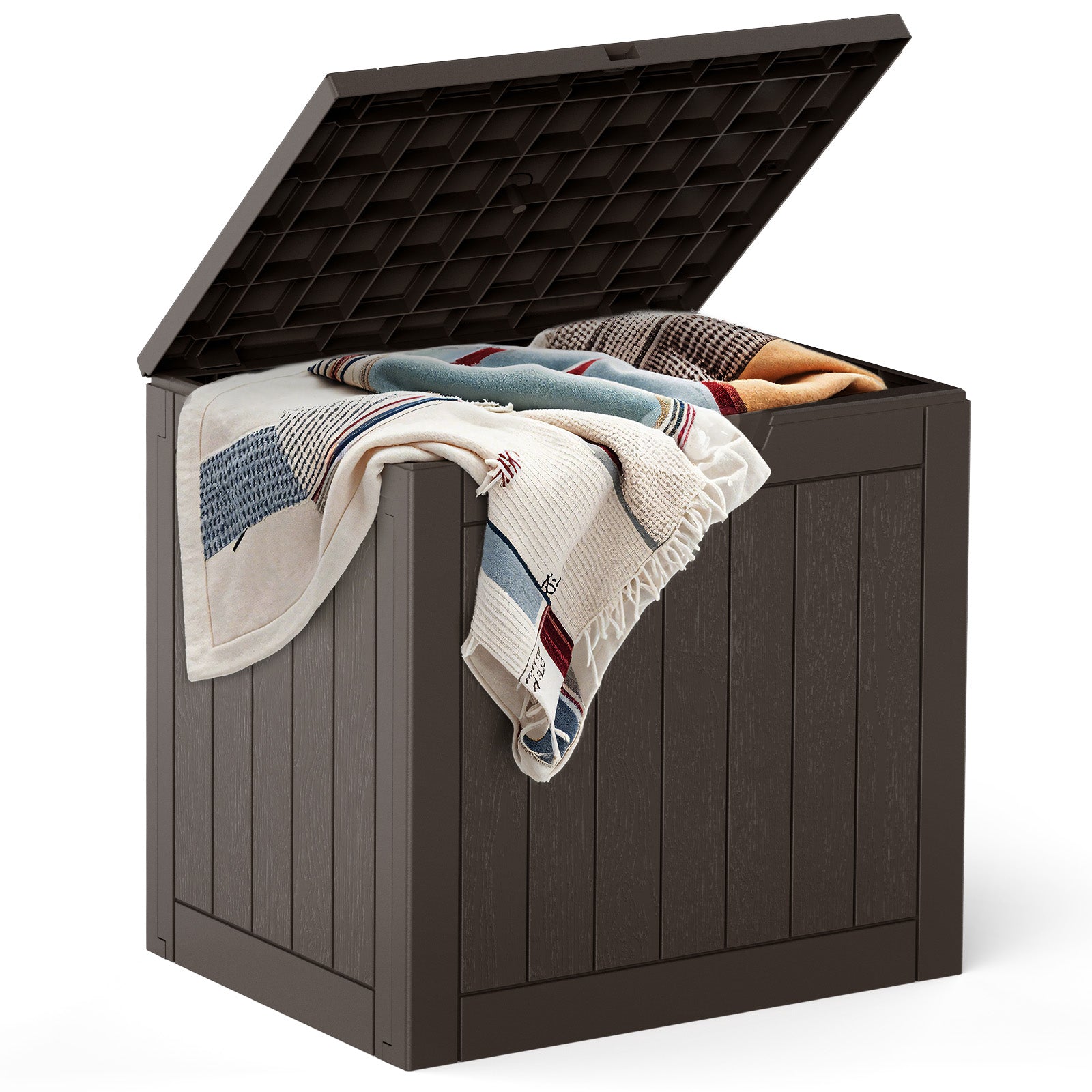 30 Gallon Deck Box, Outdoor Storage Box, Waterproof Resin Storage Bin for Package Delivery, Patio Cushions, Gardening Tools, Lockable, UV Resistant
