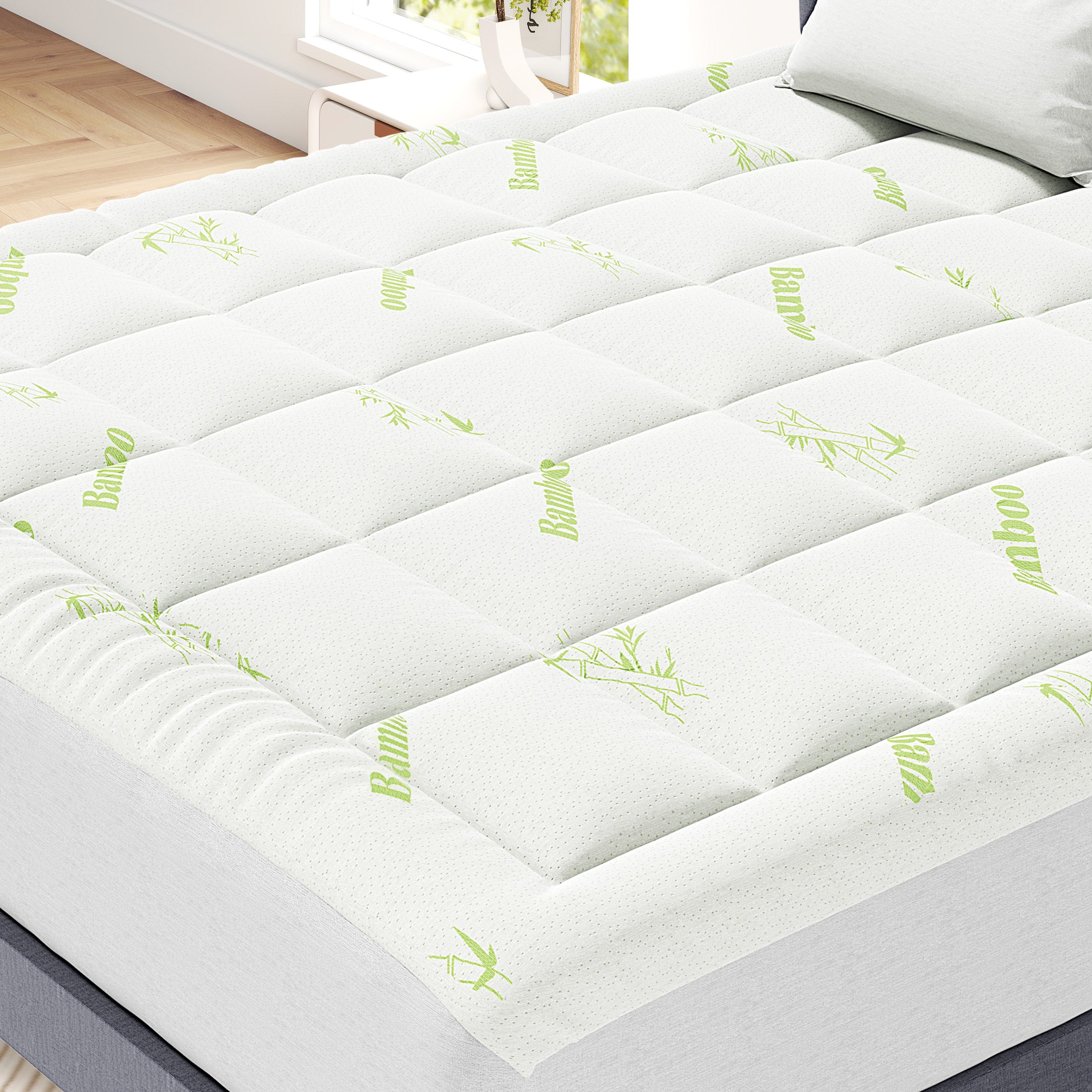 edx Mattress protector, waterproof mattress cover, soft, breathable, no noise, deep pockets, machine washable, white