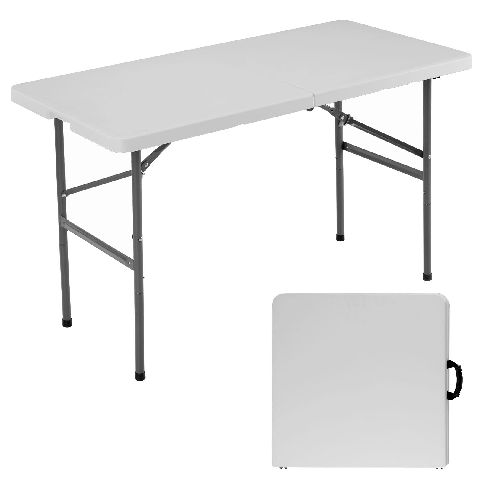 edx Folding Table with Handles for Parties, Banquets, Backyard Events, White