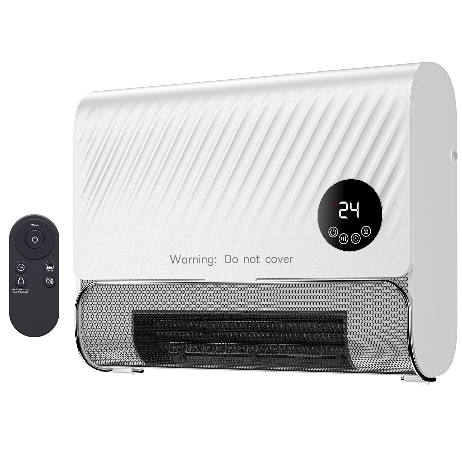 edx Wall Heater, 1500W Indoor Space Heater, Includes Adjustable Thermostat, 3 Heating Modes, 12-Hour Timer