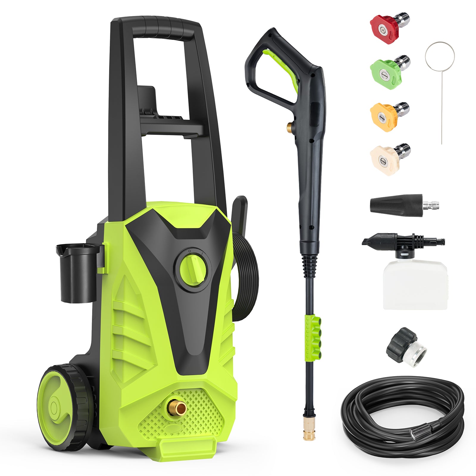 edx Electric Pressure Washer, High Pressure Cleaning Machine with 5 Quick Connect Nozzles & Foam Cannon, 2.0 GPM Power Washer for Fences Decks Patios Driveway Cleaning