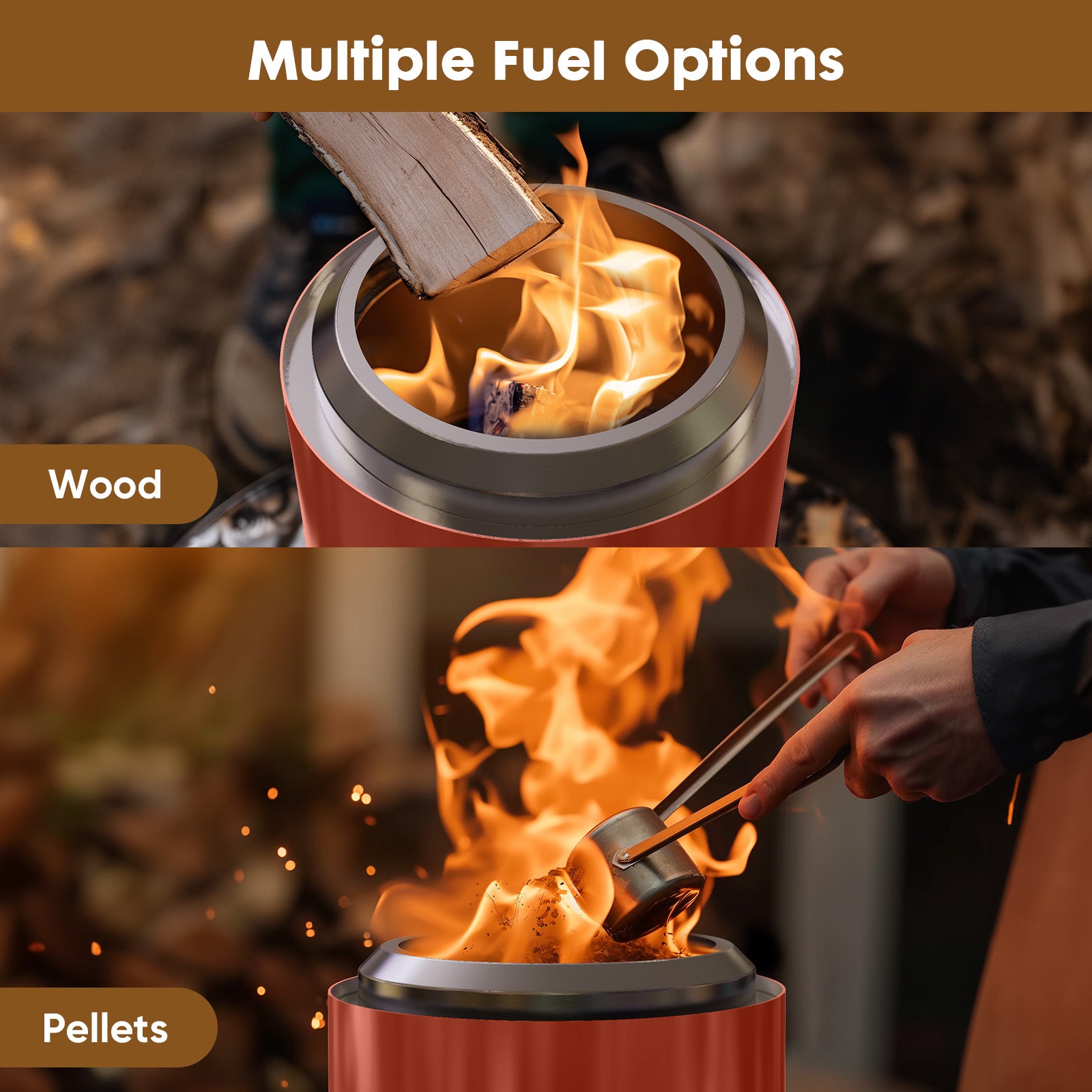 7 Inch Solo Stove, Smokeless Portable Stainless Steel Firepits with Foldable Leg and Removable Ash, for Outdoor, Camping and Patio