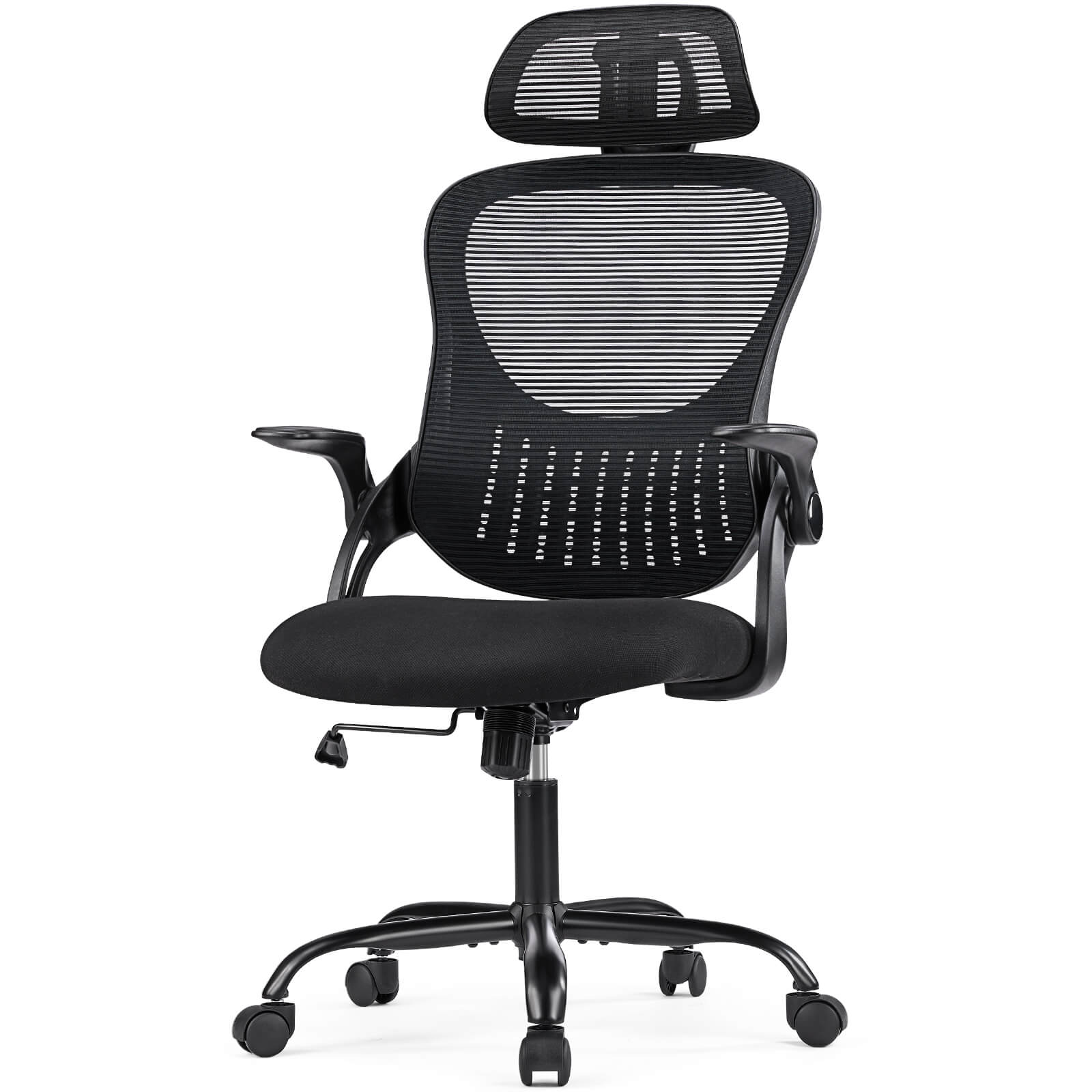 edx Ergonomic office chair - high back with wheels, adjustable headrest and flip-up armrests for bedroom, study, living room, office