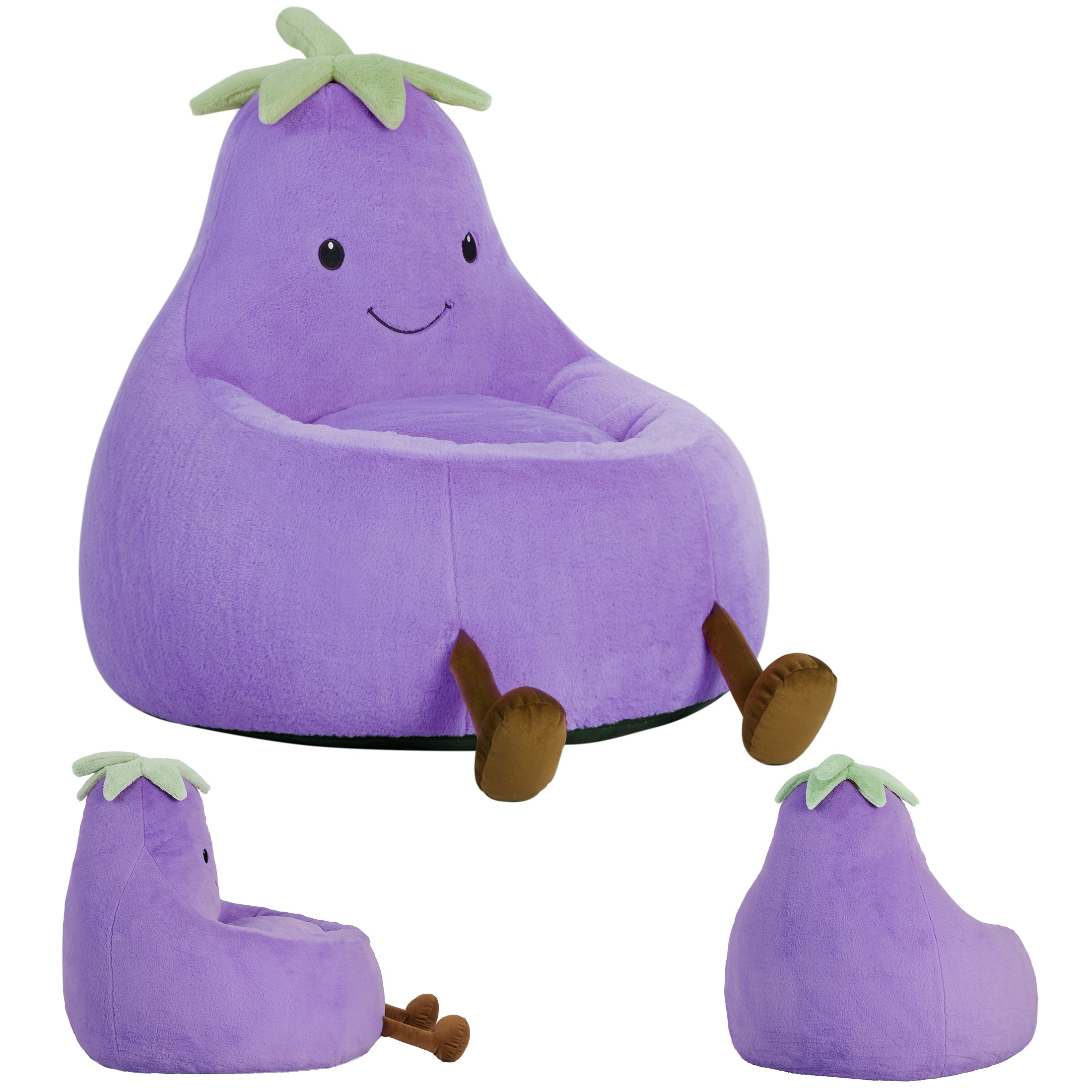 EDX Eggplant-Shaped Mini Sofa Chair, Cute Cartoon Sofa with Washable Cover for Living Room, Playroom
