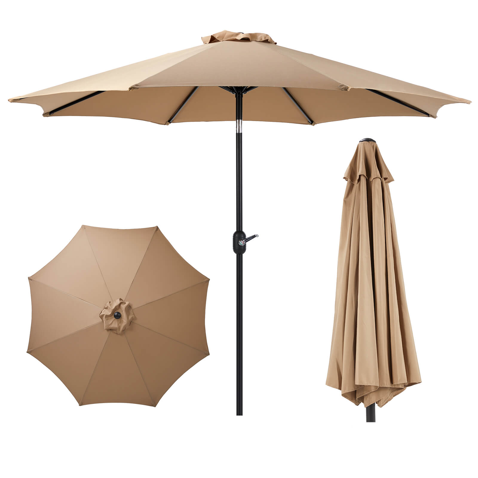 edx 9FT Patio Umbrella with Push Button Tilt and Crank, with 8 Sturdy Ribs,Outdoor Umbrella, Pool Umbrella, for Market, Terrace, Beach, Outdoor Restaurant