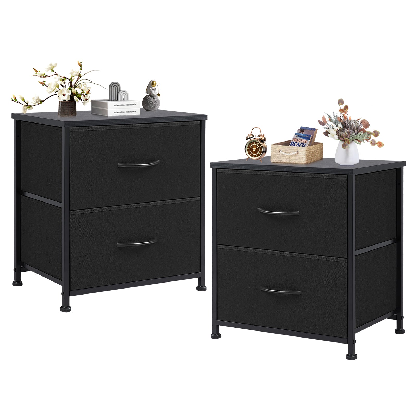 ZUNMOS Nightstands Set of 2 with 2 Storage Drawers - Side Table for Bedroom, Living Room, Closet, College Dorm,
