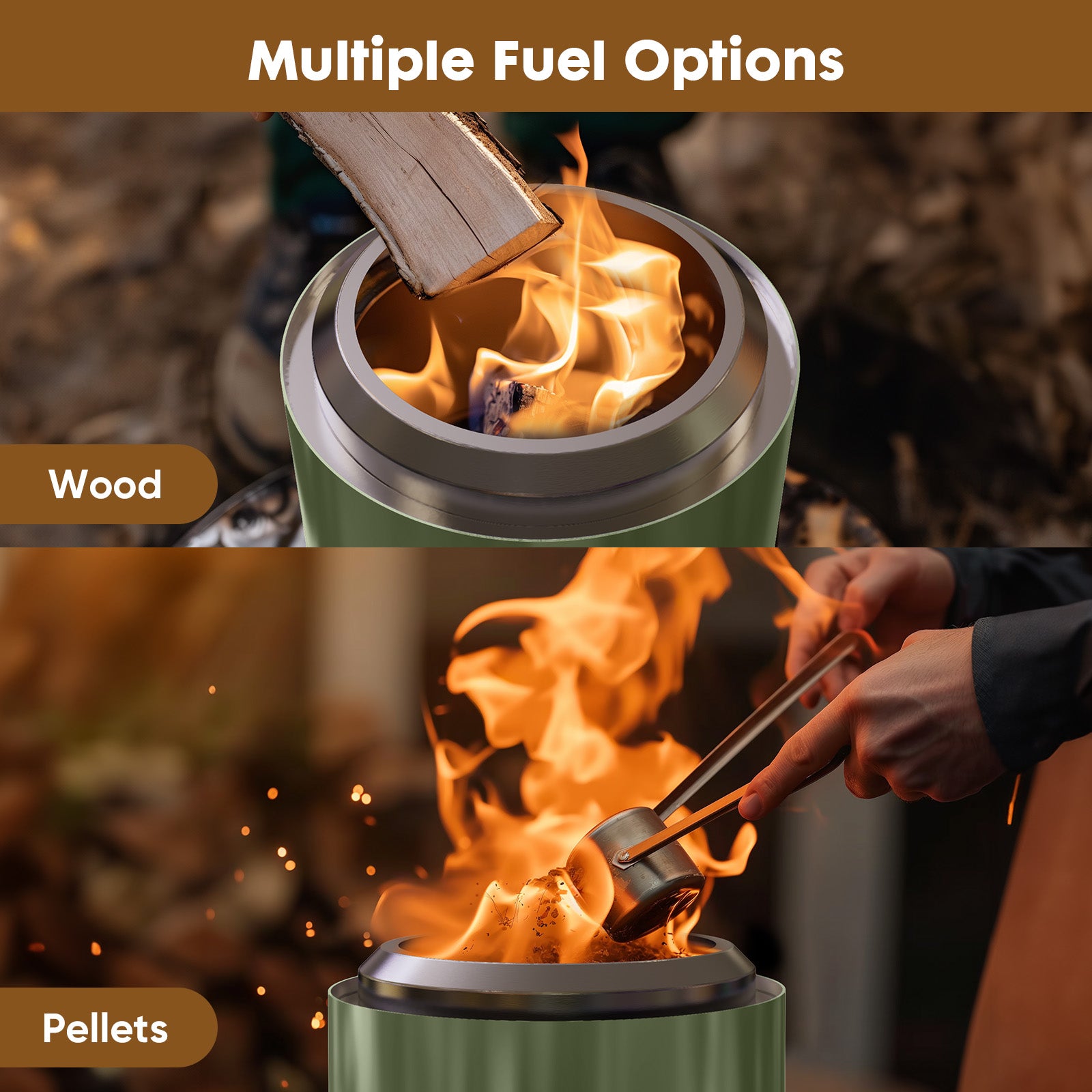 7 Inch Solo Stove, Smokeless Portable Stainless Steel Firepits with Foldable Leg and Removable Ash, for Outdoor, Camping and Patio