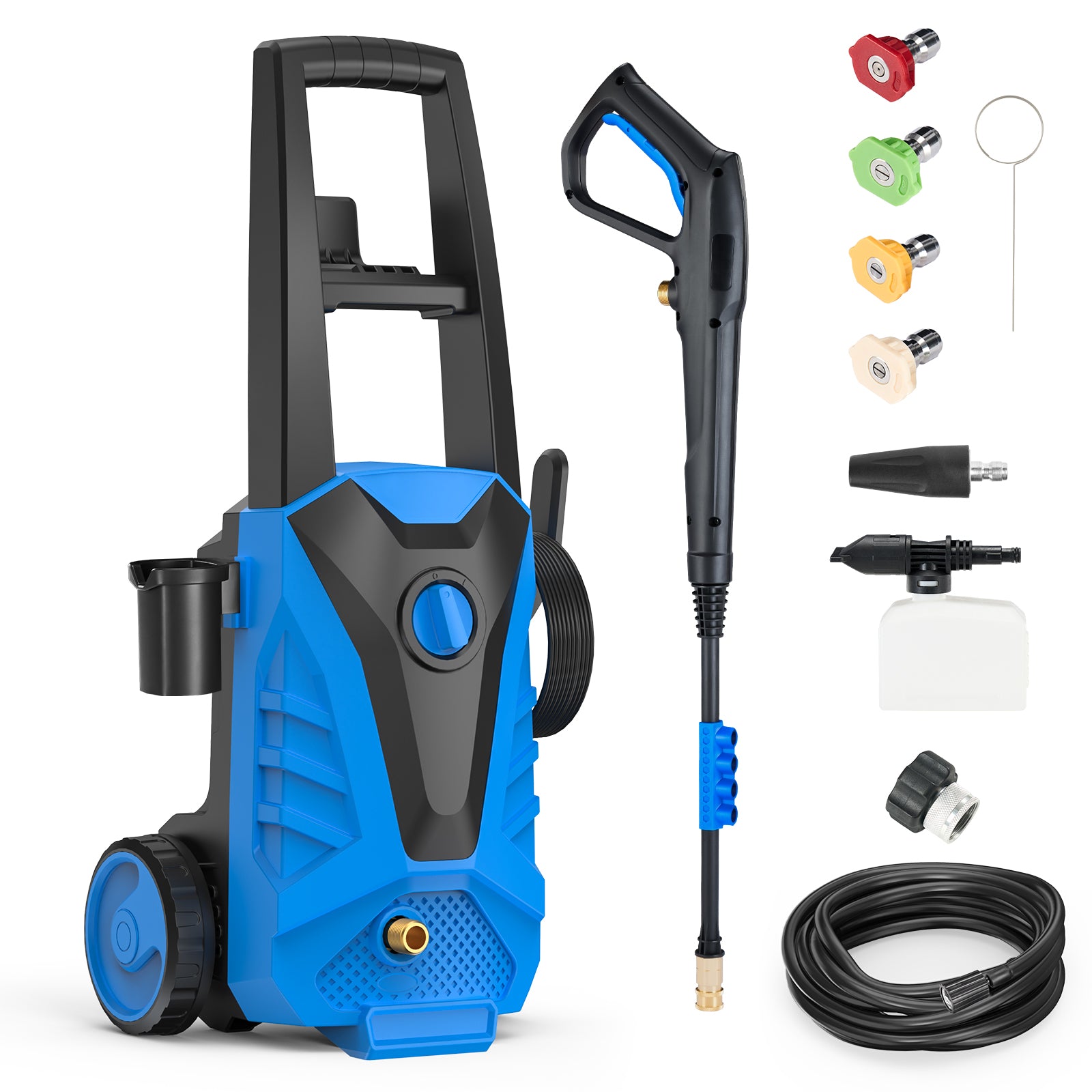 edx Electric Pressure Washer, High Pressure Cleaning Machine with 5 Quick Connect Nozzles & Foam Cannon, 2.0 GPM Power Washer for Fences Decks Patios Driveway Cleaning
