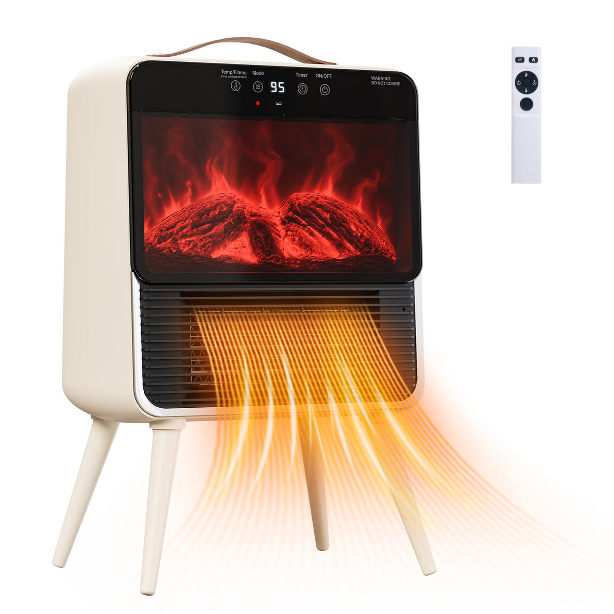 EDX 18" High Leg Electric Fireplace Heater, 1500W Freestanding Electric Fireplace with Touchscreen, Remote Control, Realistic Flame, 15H Timer for Indoor Use