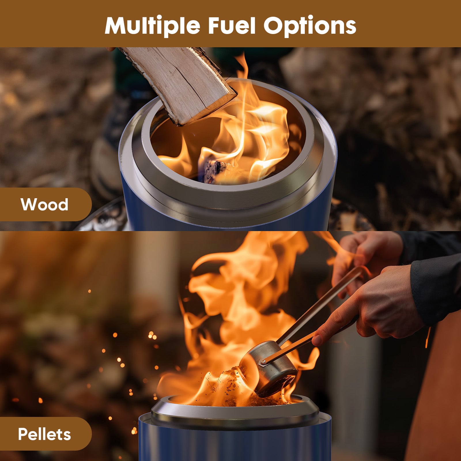 7 Inch Solo Stove, Smokeless Portable Stainless Steel Firepits with Foldable Leg and Removable Ash, for Outdoor, Camping and Patio