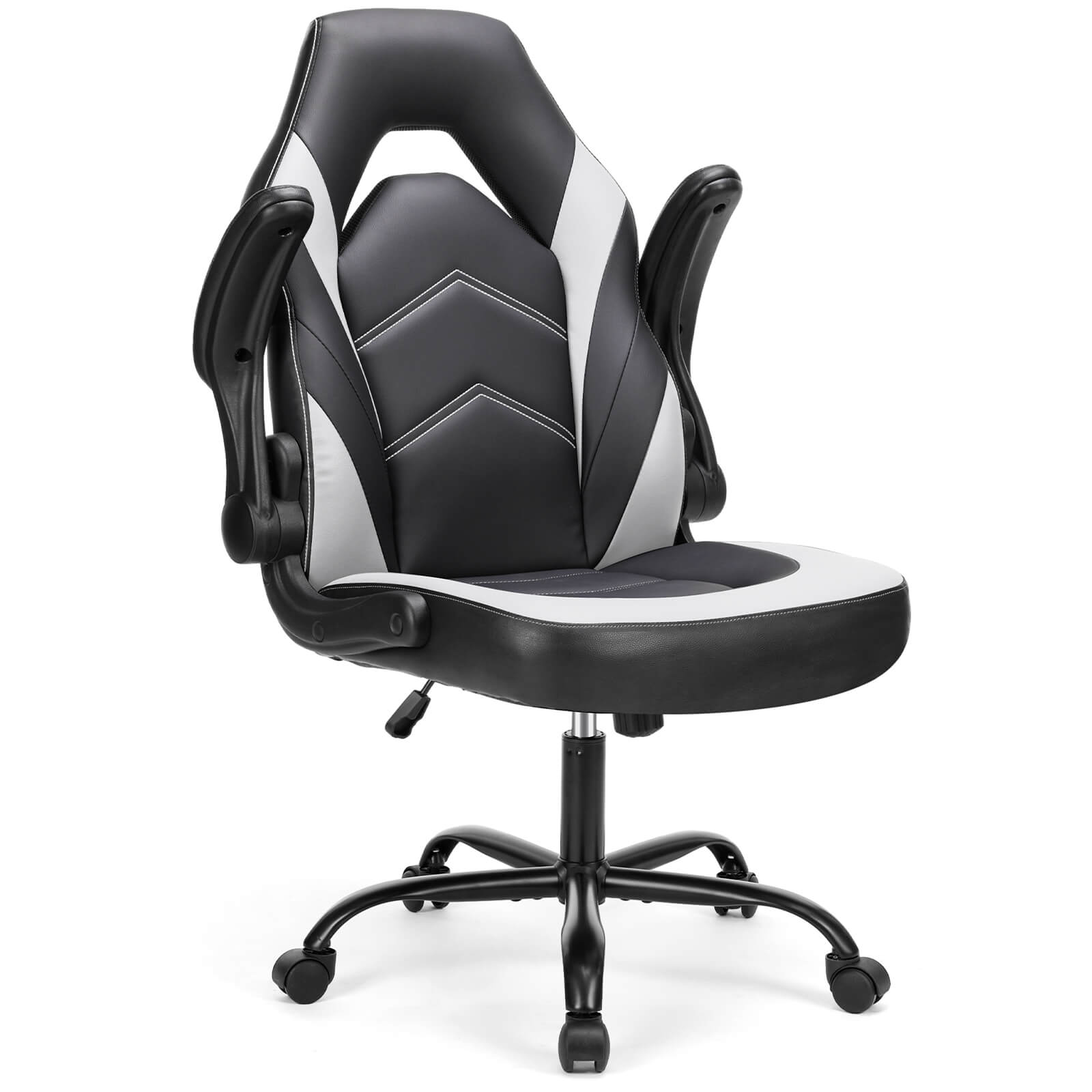 edx Ergonomic Leather Gaming Chair-Office Desk PU Leather Chair -up Armrests, Swivel Task Chair Adjustable Height for Adults Teens Kids