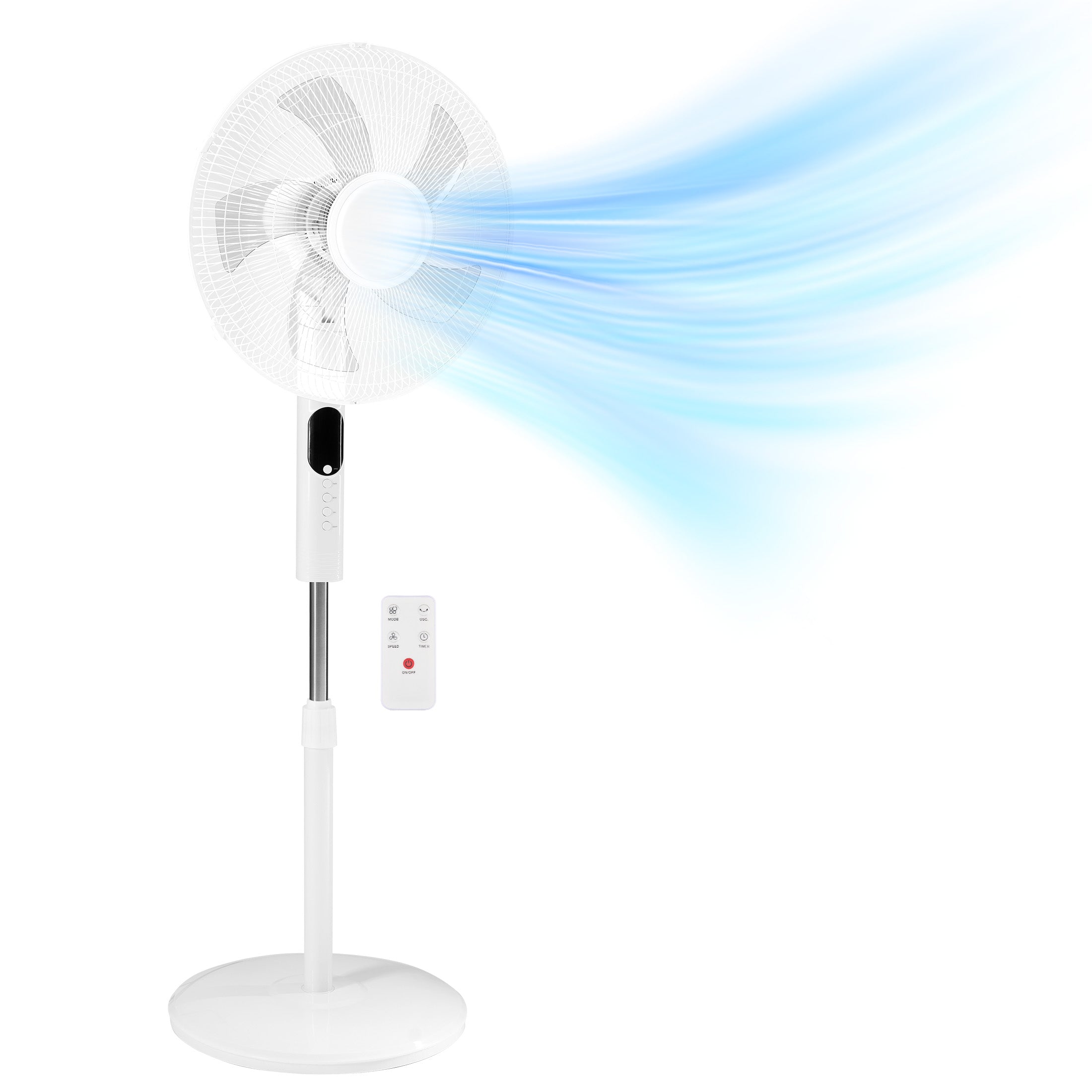 EDX 16" Quiet Pedestal Fan with Remote – 60W Energy-Saving Motor, 15H Timer, 3 Speeds & 3 Wind Modes, 80° Oscillation, Adjustable Height & Tilt for Bedroom, Home Office, and Living Spaces