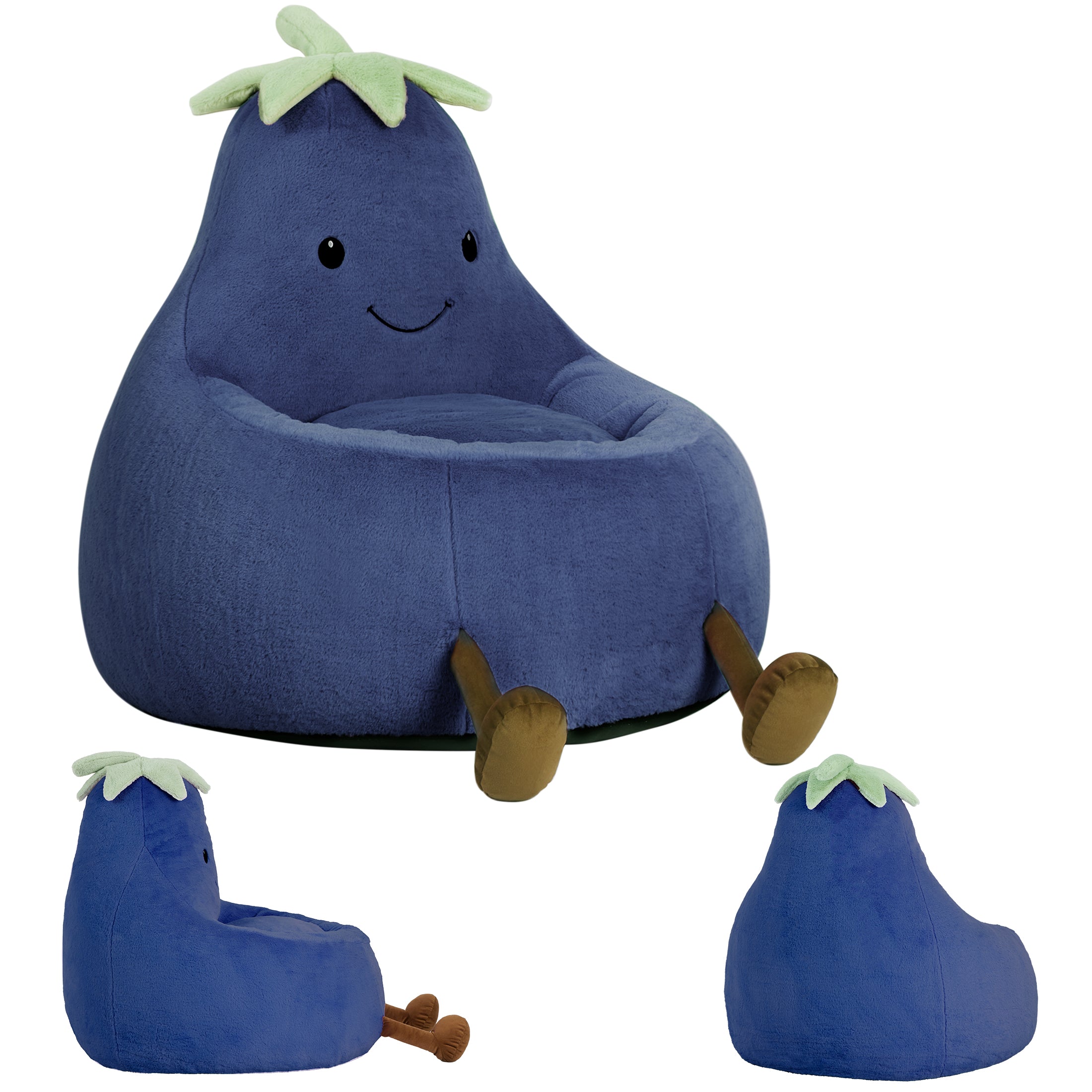 EDX Eggplant-Shaped Mini Sofa Chair, Cute Cartoon Sofa with Washable Cover for Living Room, Playroom