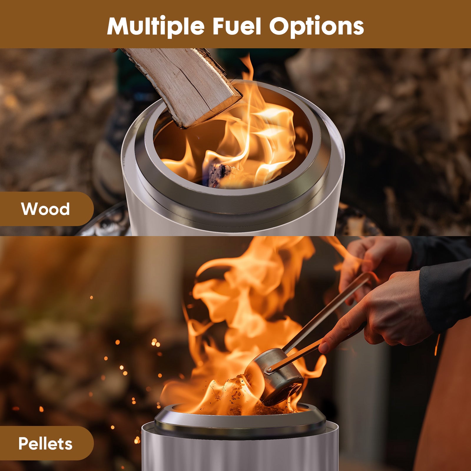 7 Inch Solo Stove, Smokeless Portable Stainless Steel Firepits with Foldable Leg and Removable Ash, for Outdoor, Camping and Patio